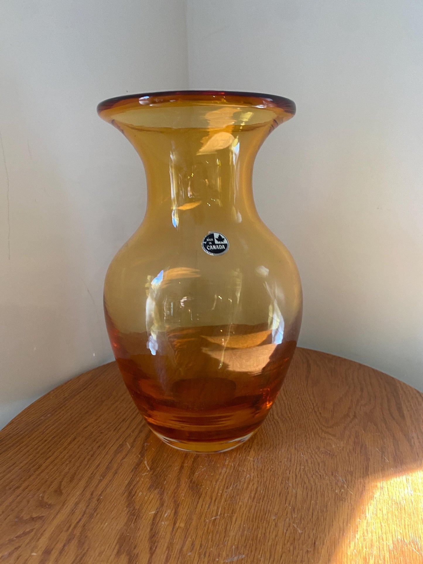 Vintage Medium Thick Amber Glass Vase