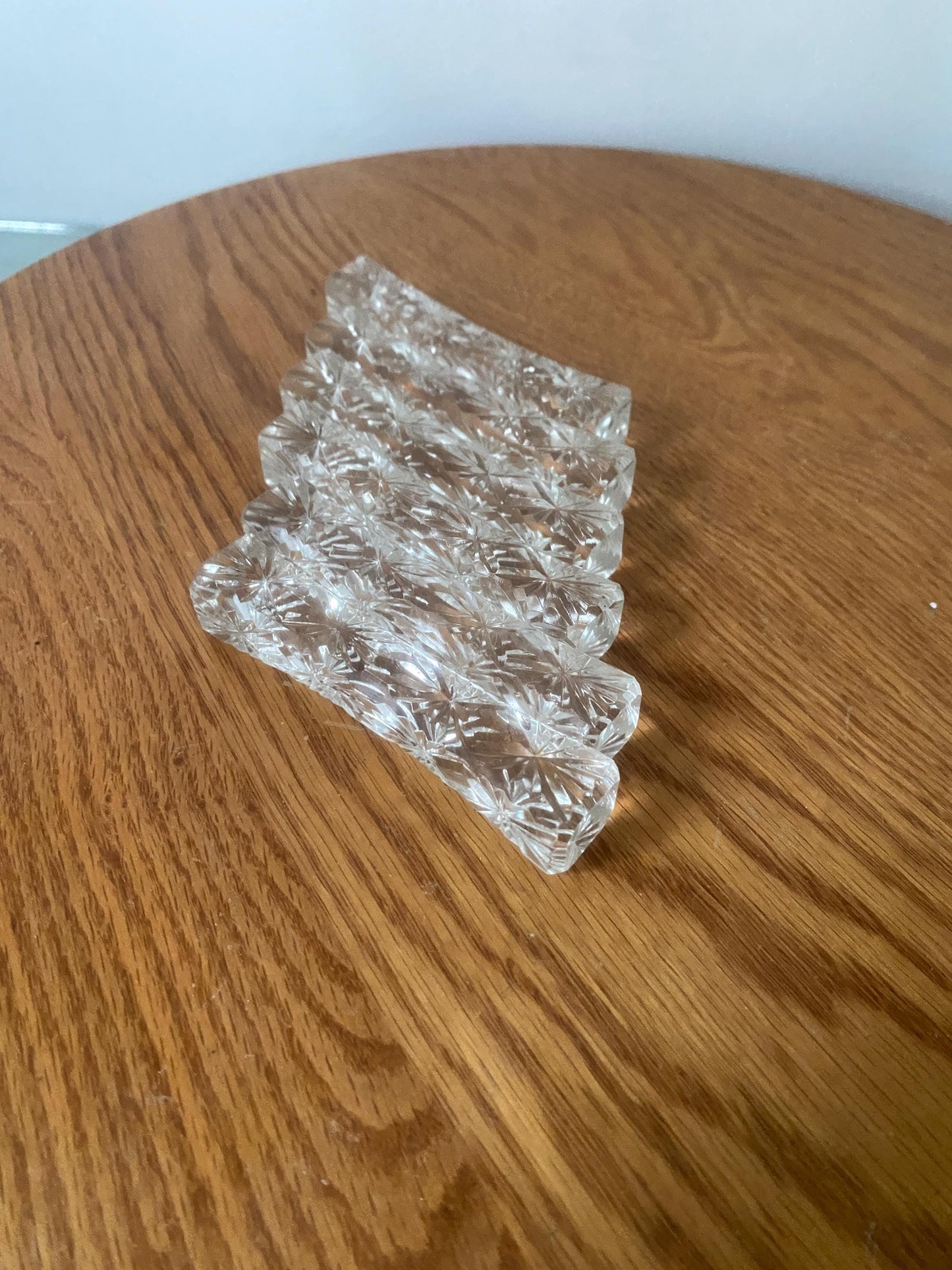 Set of 6 Vintage Cut Glass Knife Rests