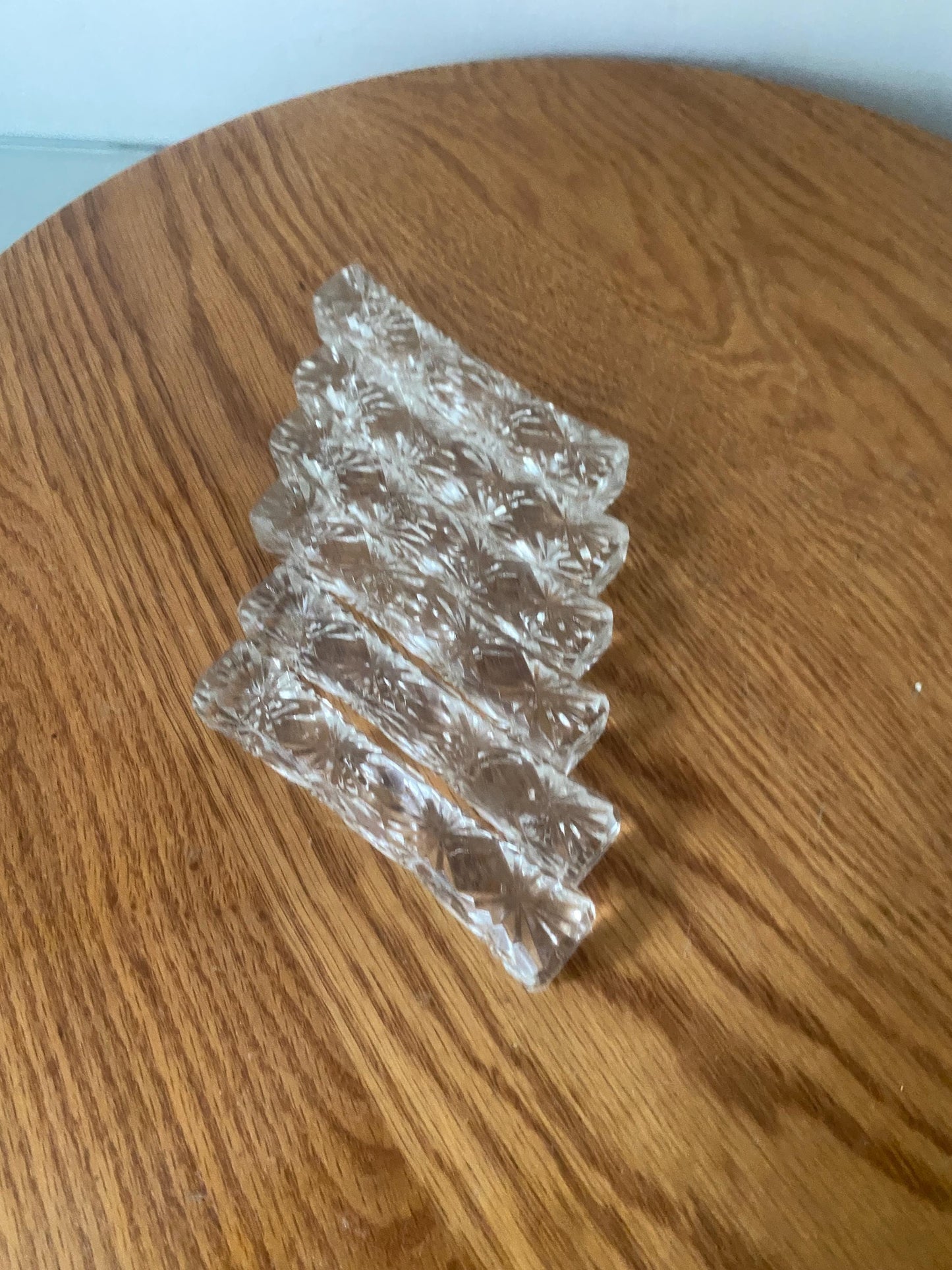 Set of 6 Vintage Cut Glass Knife Rests