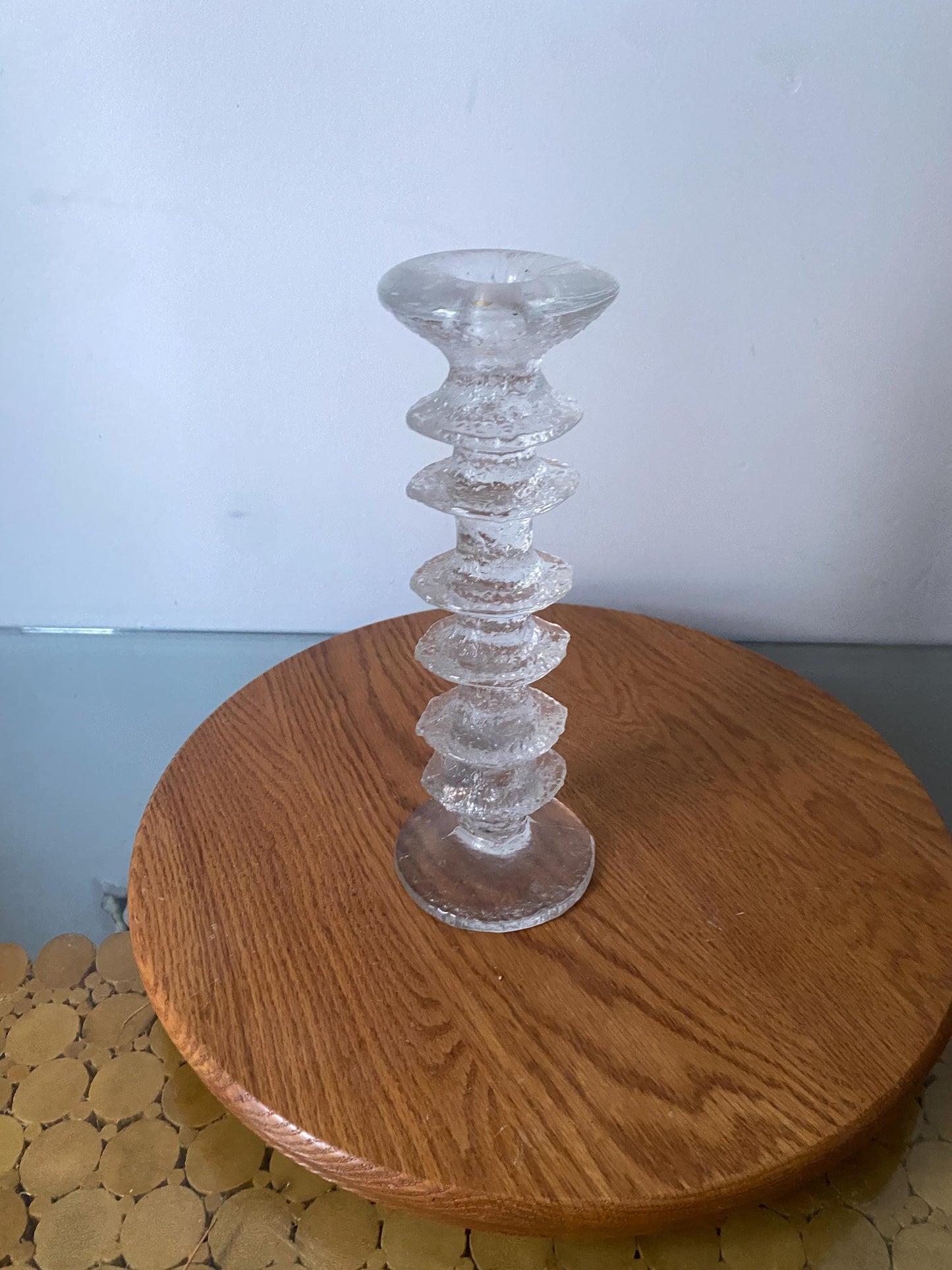 MCM Scandinavian Iittala Festivo 6 Ring Crystal Candle Designed by Timo Sarpaneva Finland