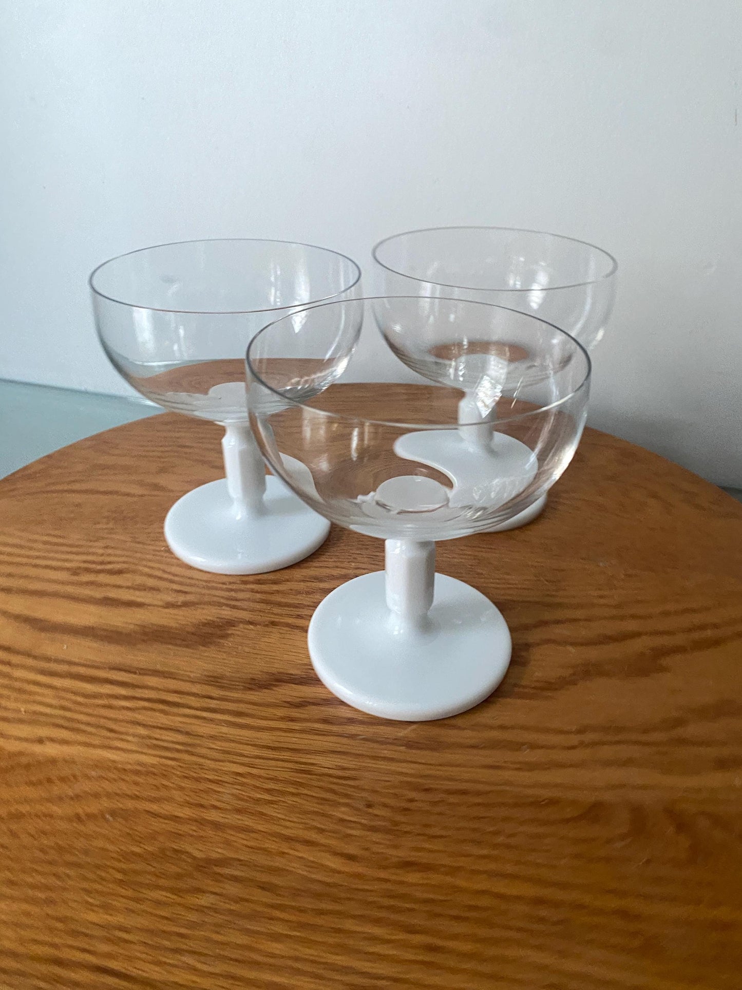Set of 3 Rosenthal Studio Line Crystal White Octagonal Stem Saucer Champagne Glasses