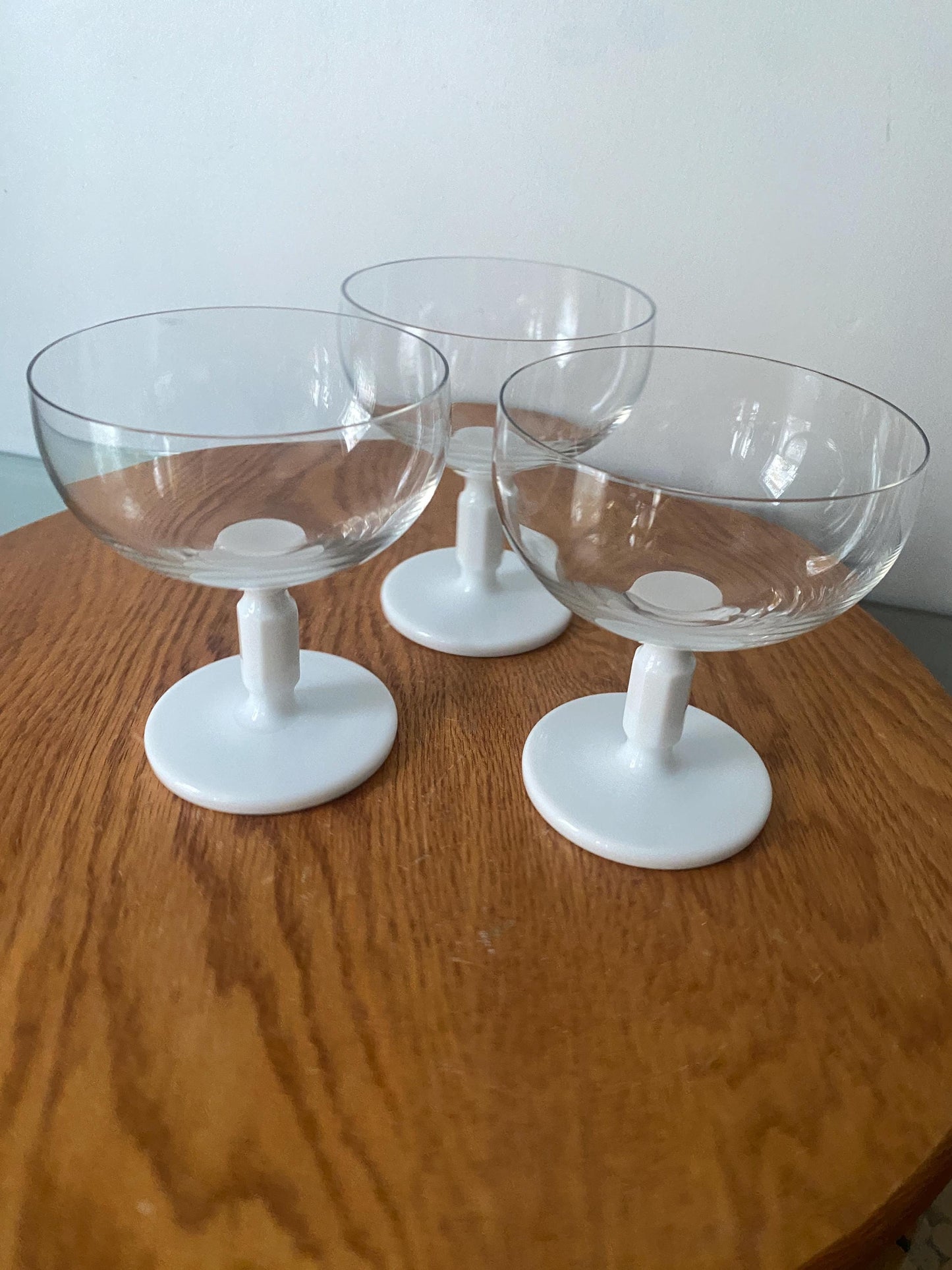Set of 3 Rosenthal Studio Line Crystal White Octagonal Stem Saucer Champagne Glasses