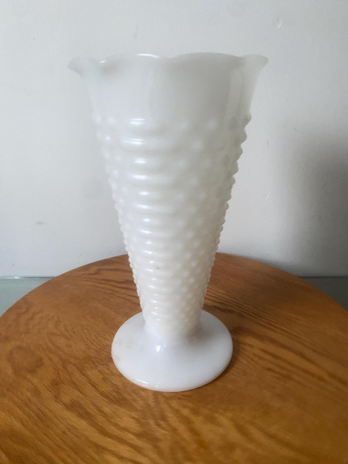 Tall Vintage Hobnail Milk Glass Vase