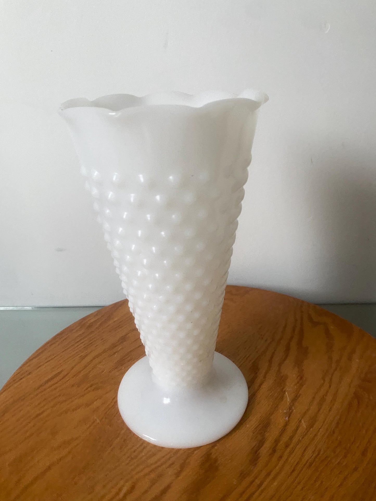 Tall Vintage Hobnail Milk Glass Vase