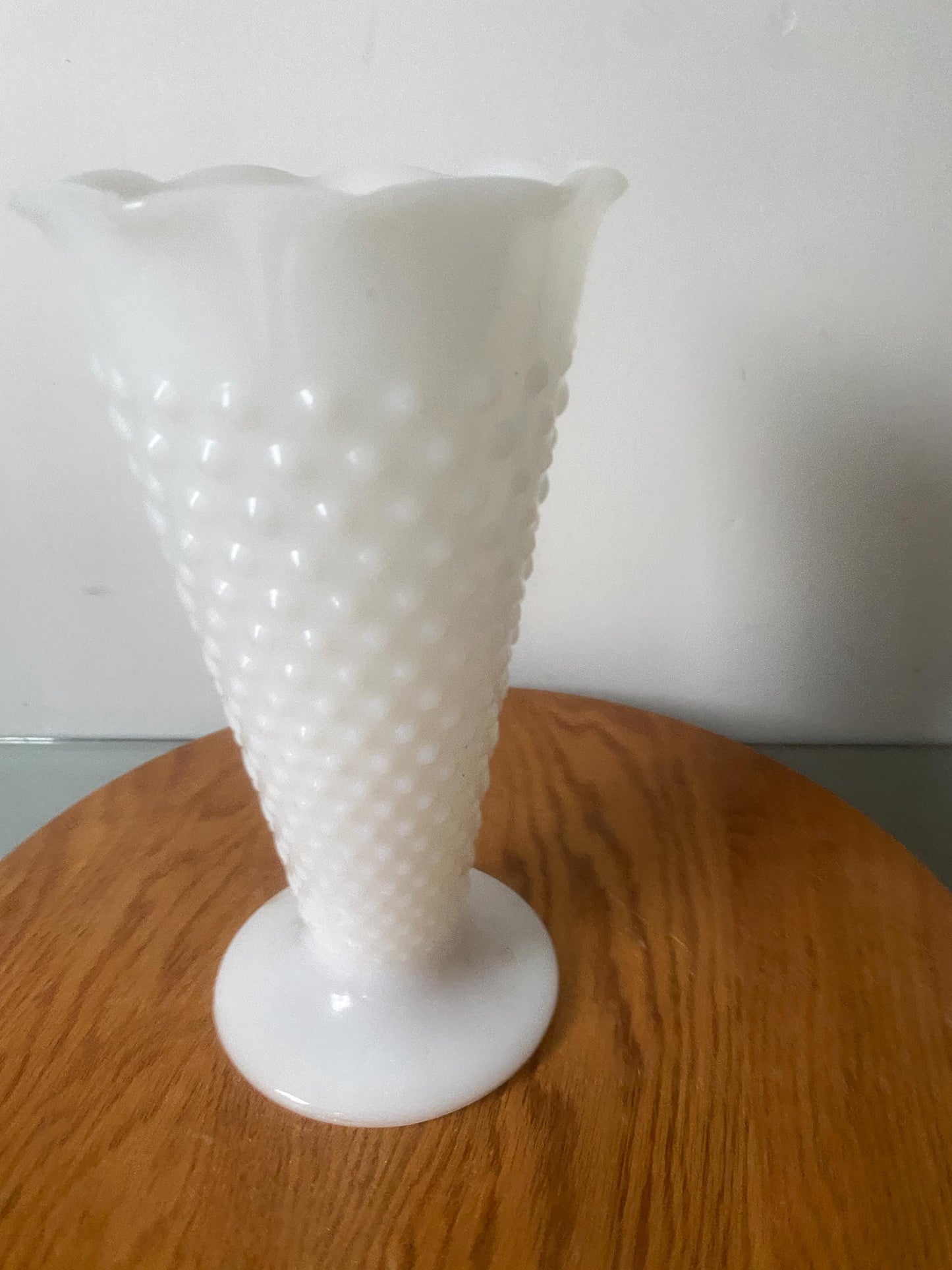 Tall Vintage Hobnail Milk Glass Vase