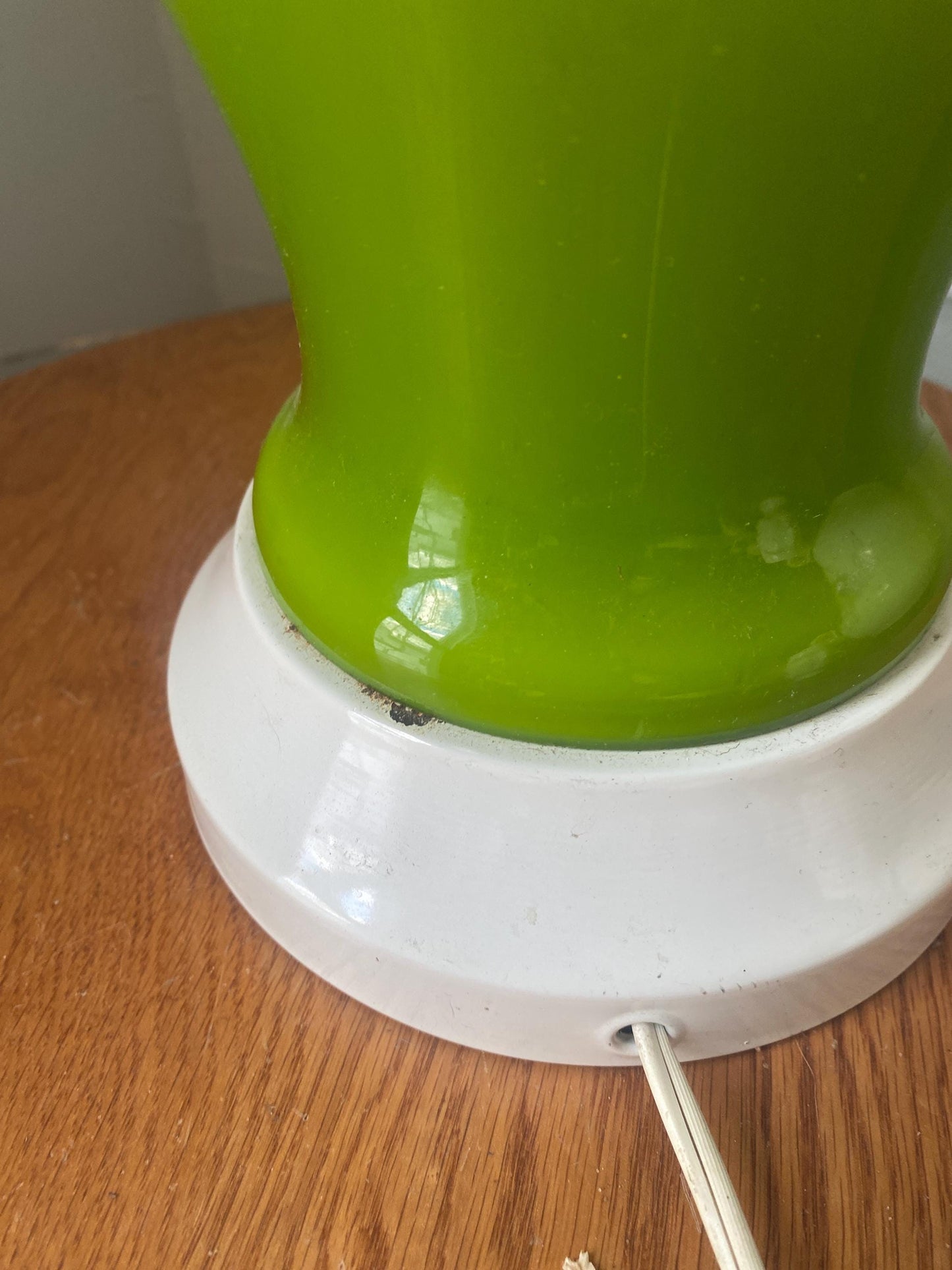 MCM Medium Avocado Glass Ginger Jar Ceramic Tri Lite Table Lamp No Shade