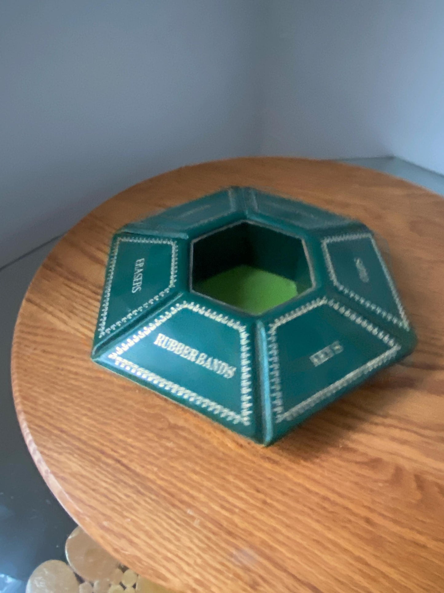 Vintage Green Plastic Desk Organizer