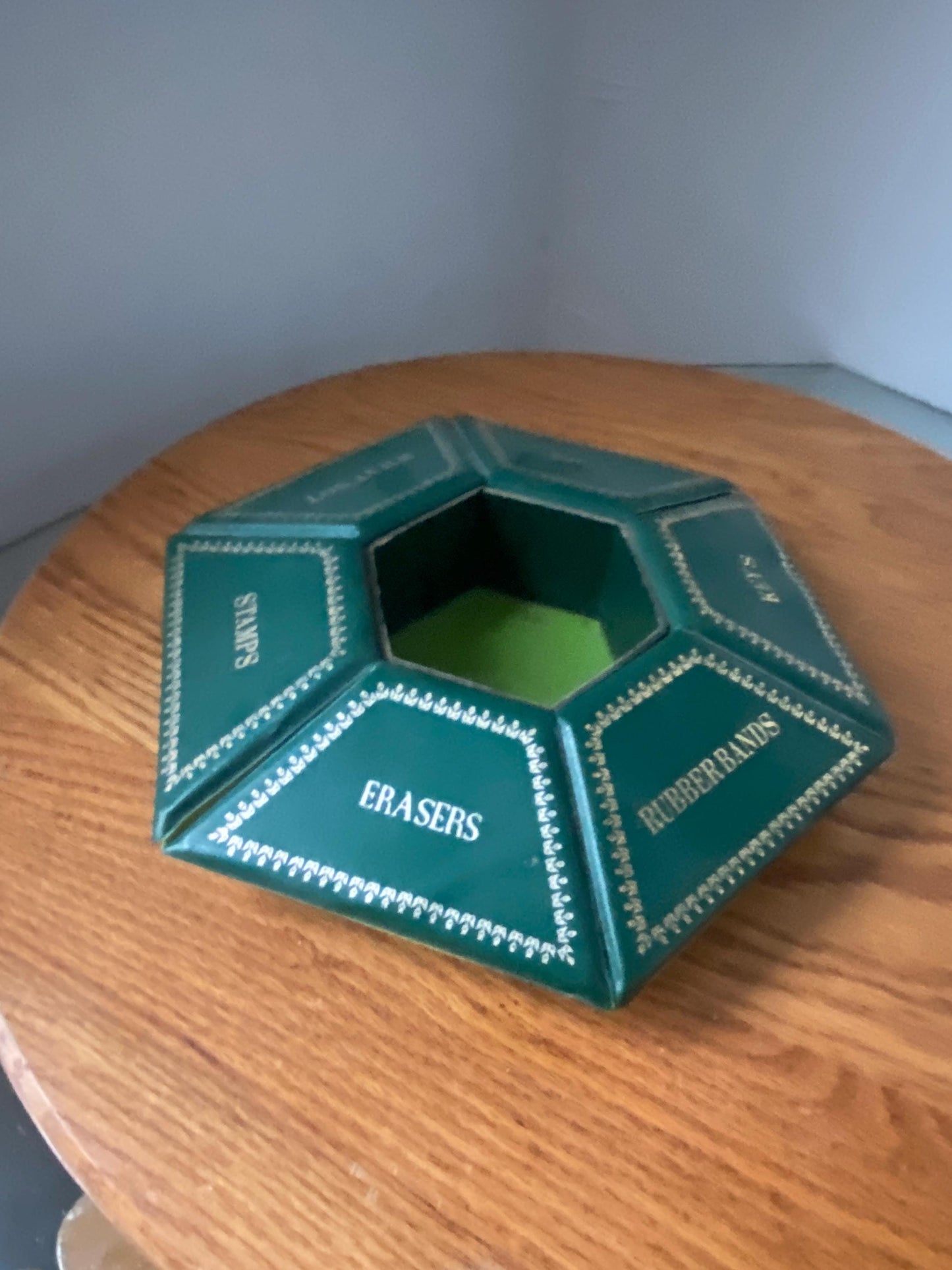 Vintage Green Plastic Desk Organizer