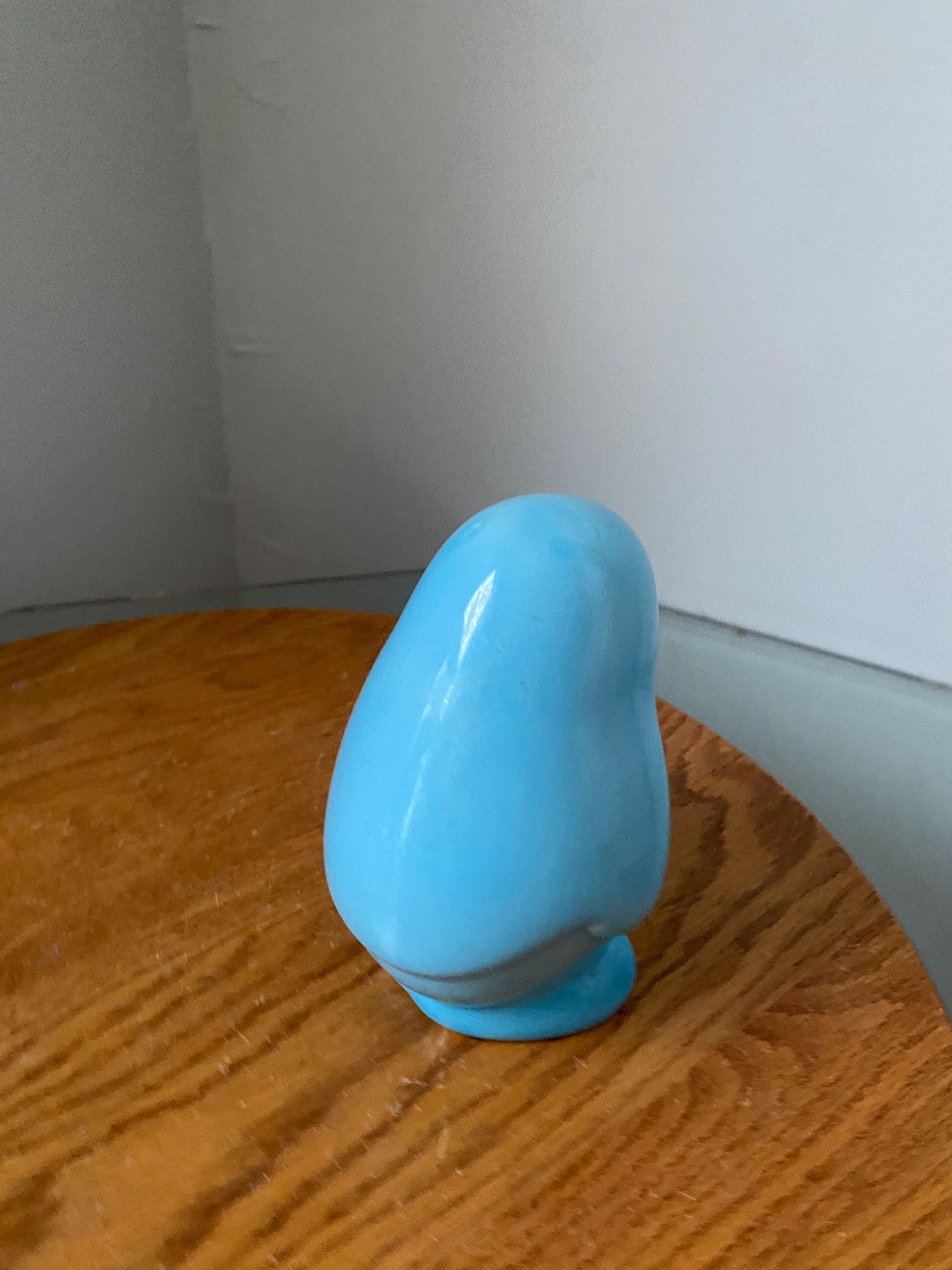 Vintage Light Blue Ceramic Penguin Cotton Ball Holder Made in Taiwan