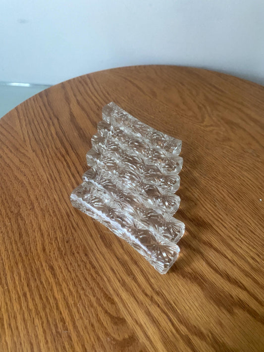 Set of 6 Vintage Cut Glass Knife Rests
