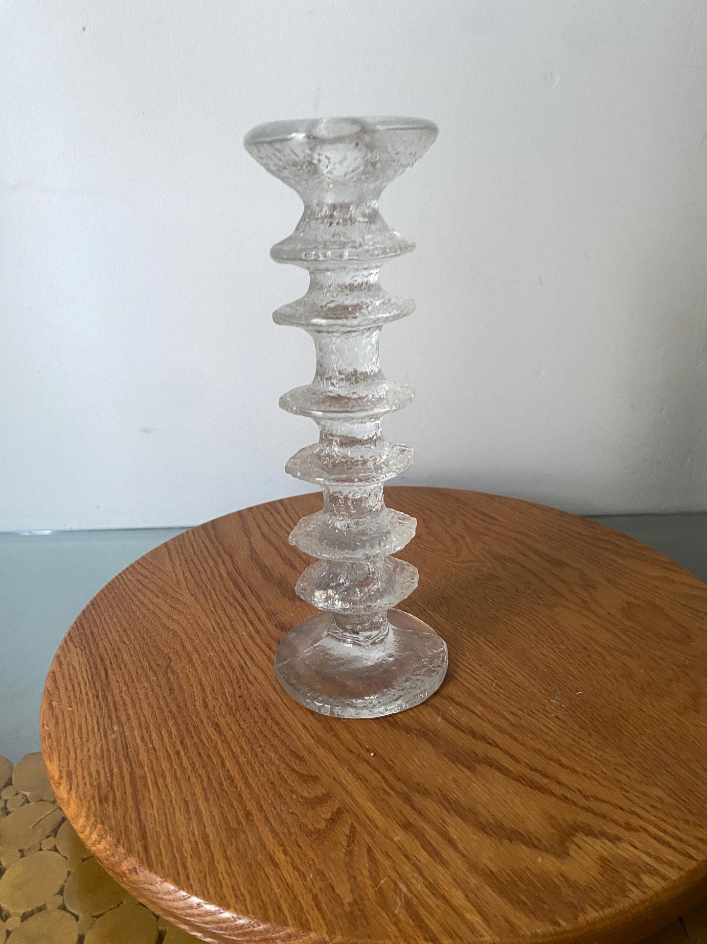 MCM Scandinavian Iittala Festivo 6 Ring Crystal Candle Designed by Timo Sarpaneva Finland