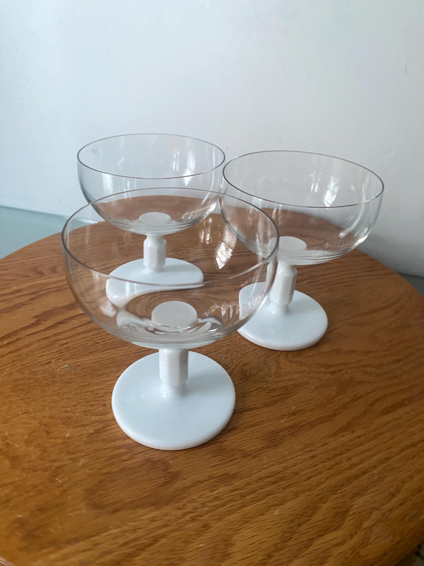 Set of 3 Rosenthal Studio Line Crystal White Octagonal Stem Saucer Champagne Glasses