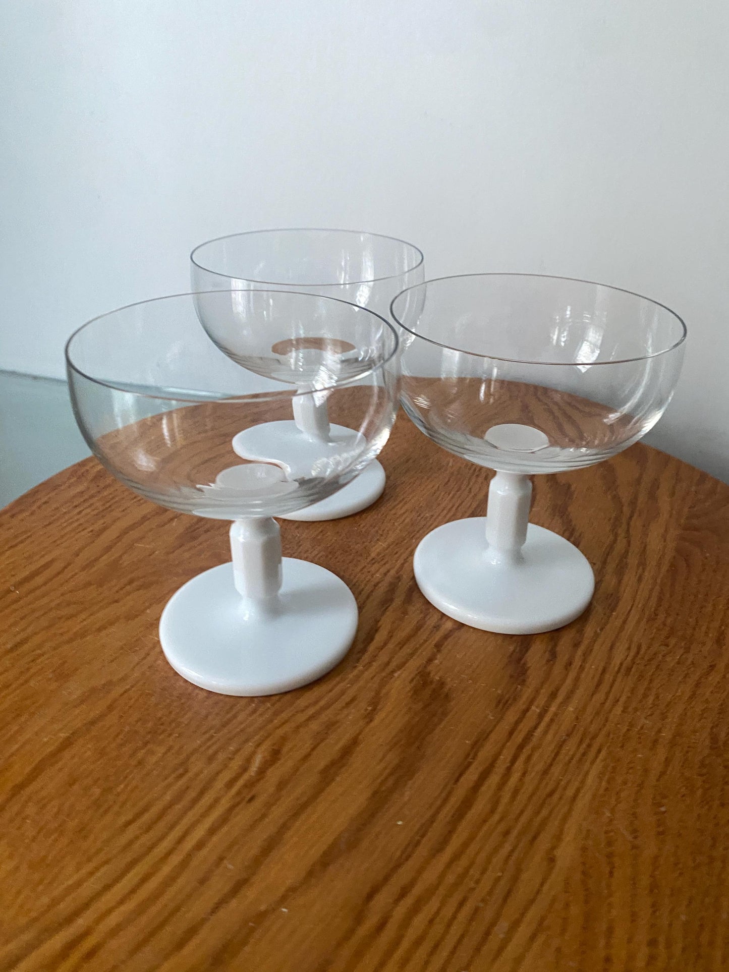 Set of 3 Rosenthal Studio Line Crystal White Octagonal Stem Saucer Champagne Glasses