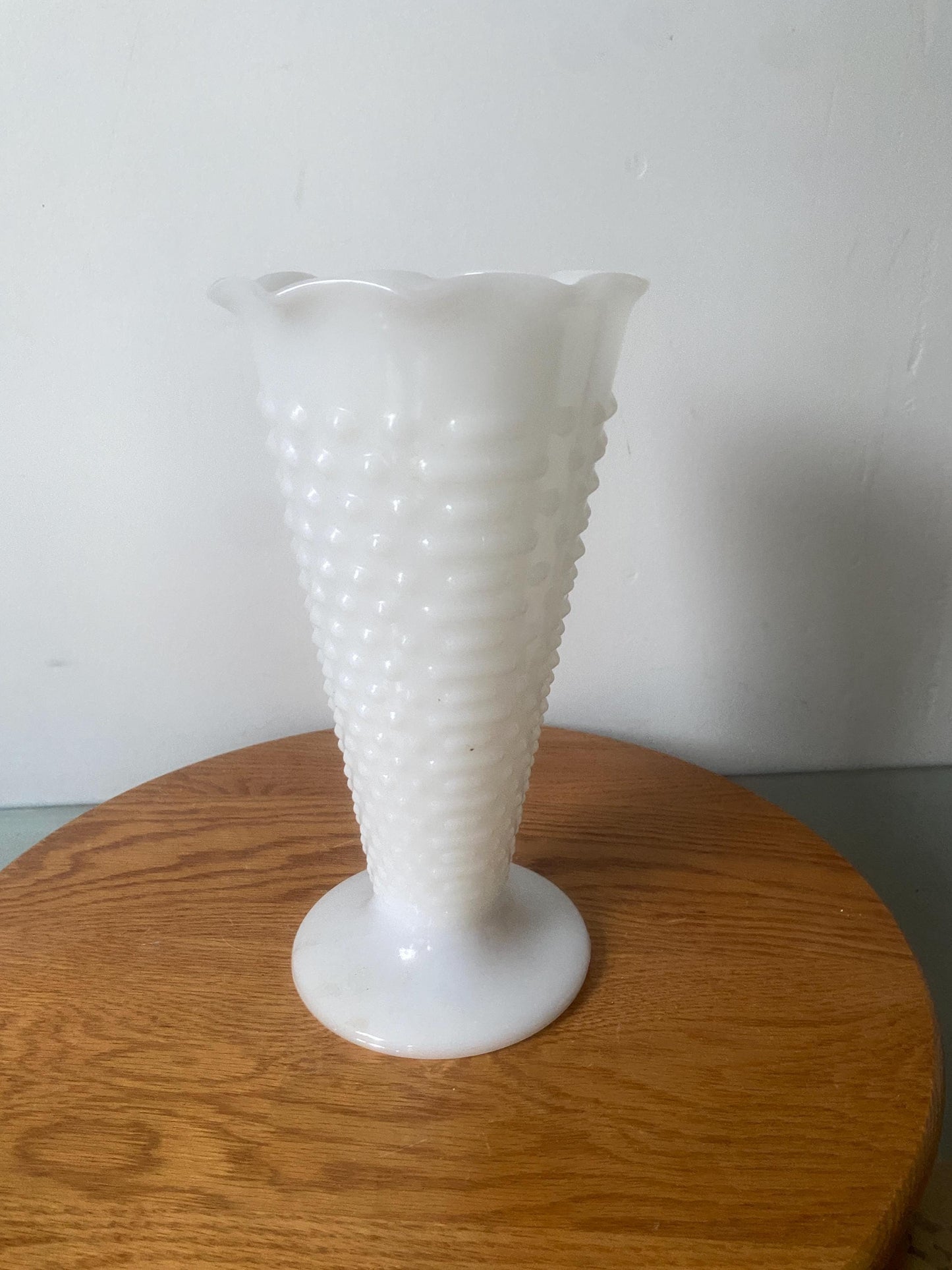 Tall Vintage Hobnail Milk Glass Vase