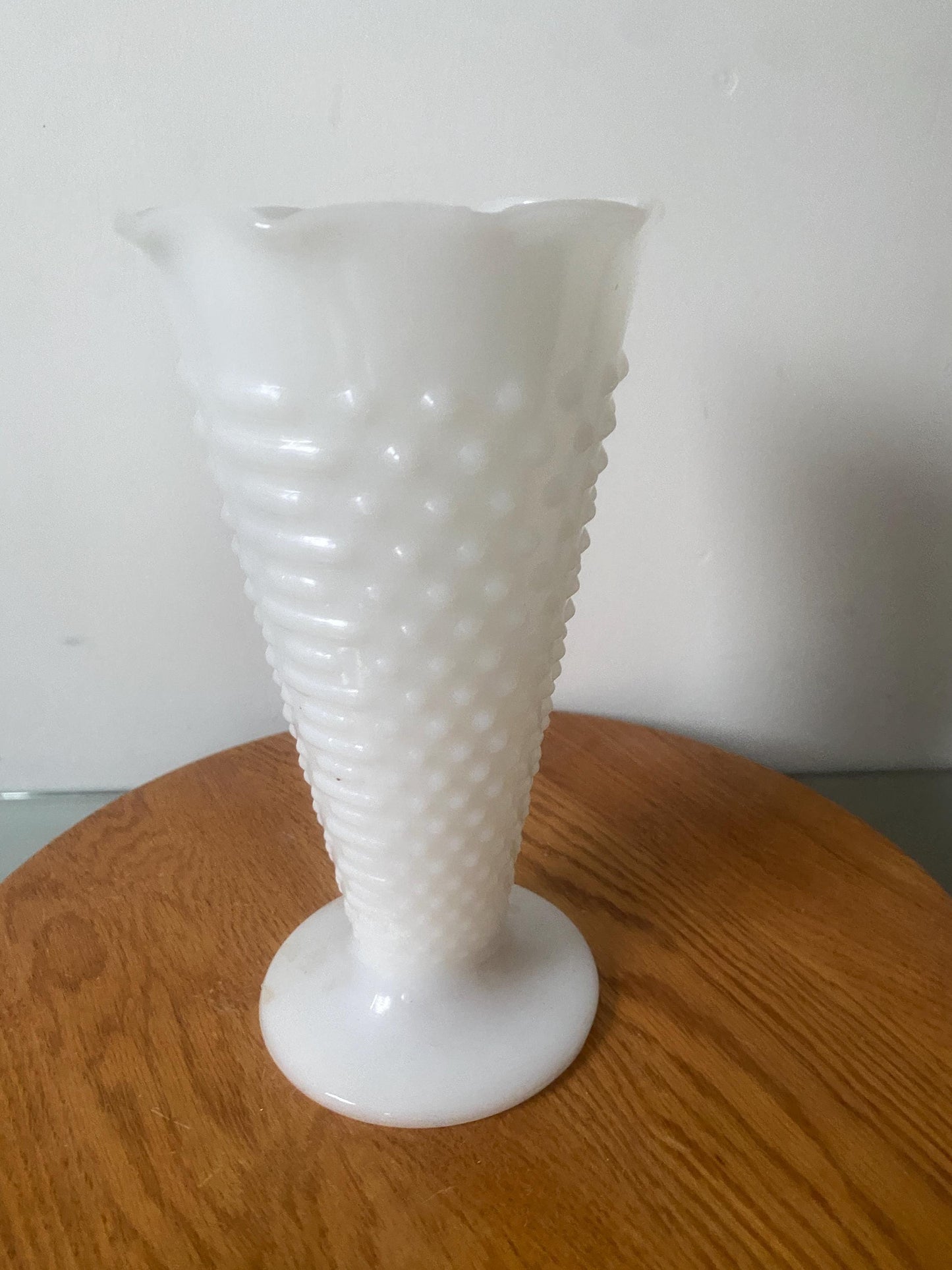 Tall Vintage Hobnail Milk Glass Vase