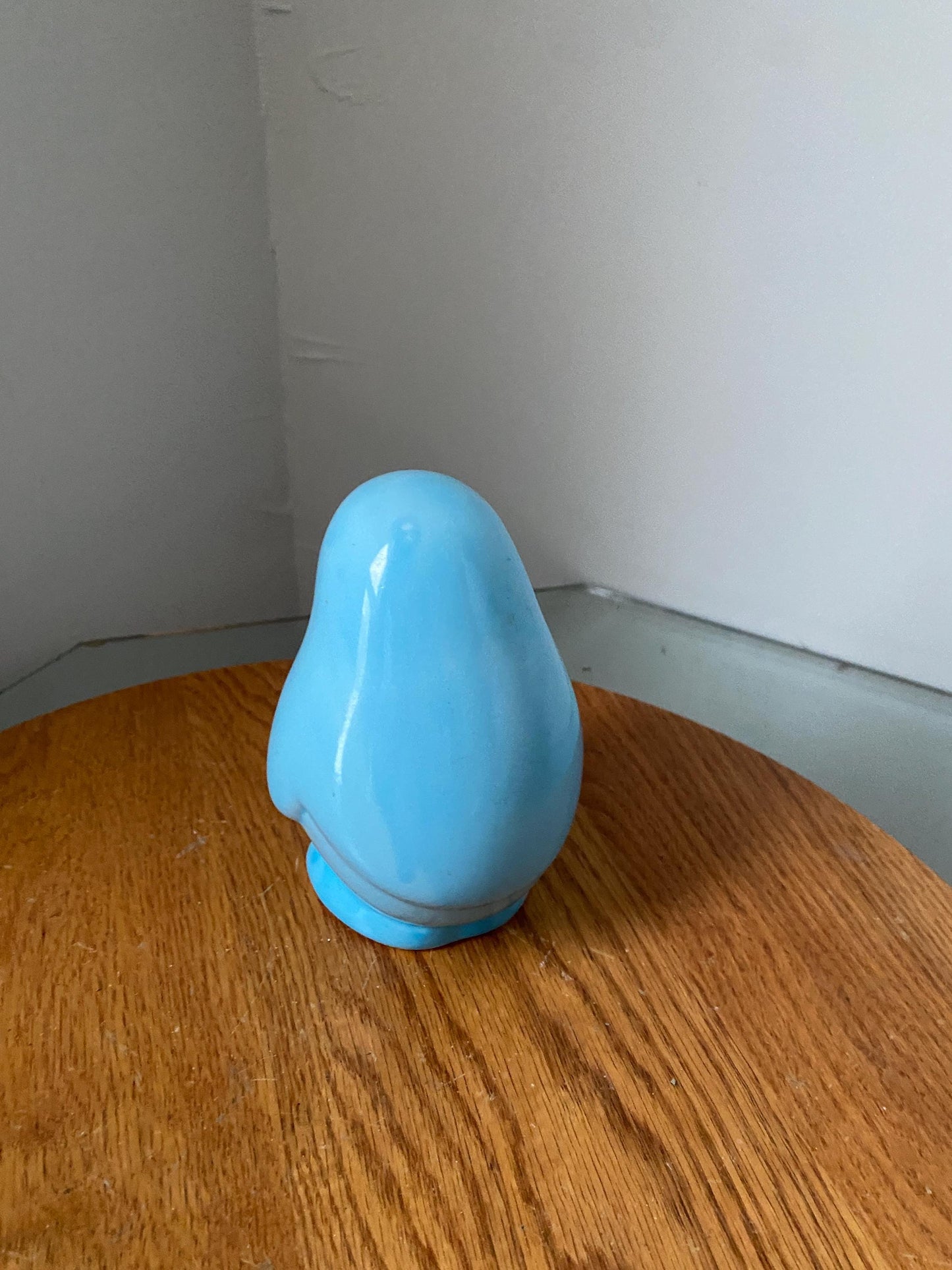 Vintage Light Blue Ceramic Penguin Cotton Ball Holder Made in Taiwan
