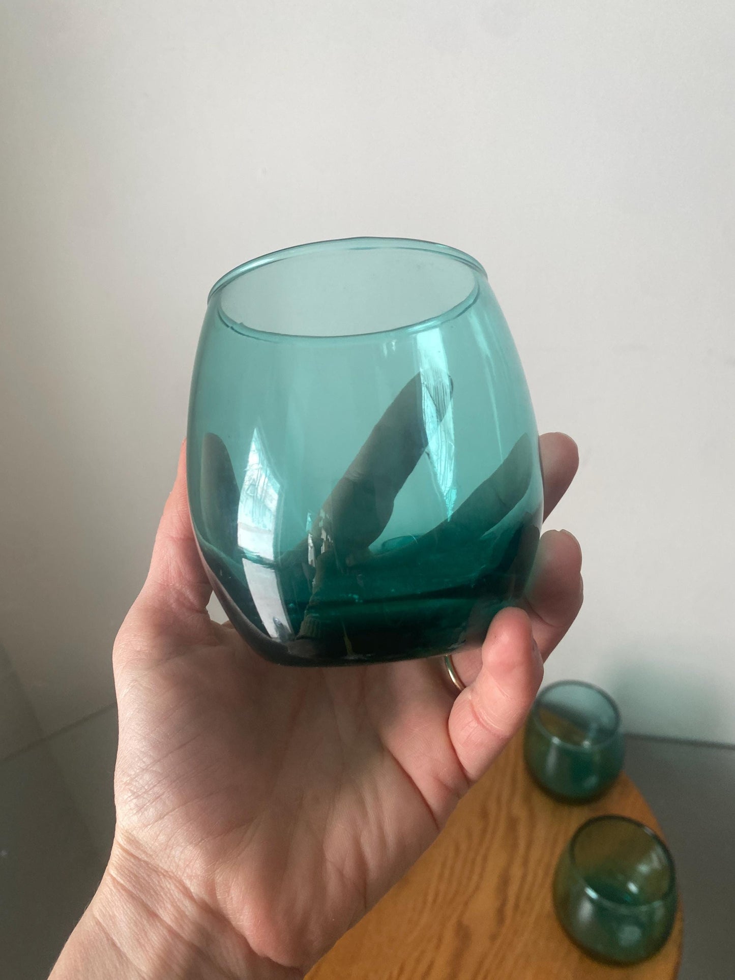 Set of 6 MCM Retro Turquoise Juice Glasses