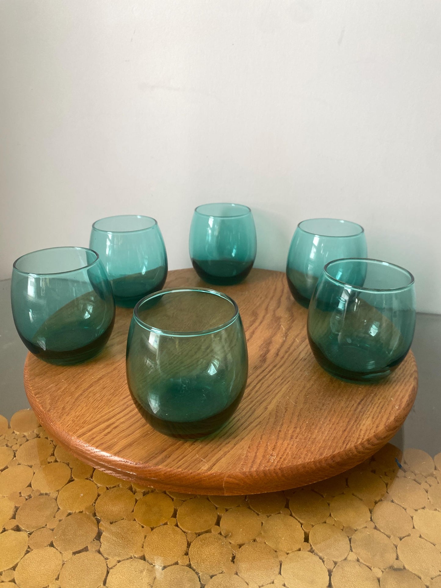 Set of 6 MCM Retro Turquoise Juice Glasses
