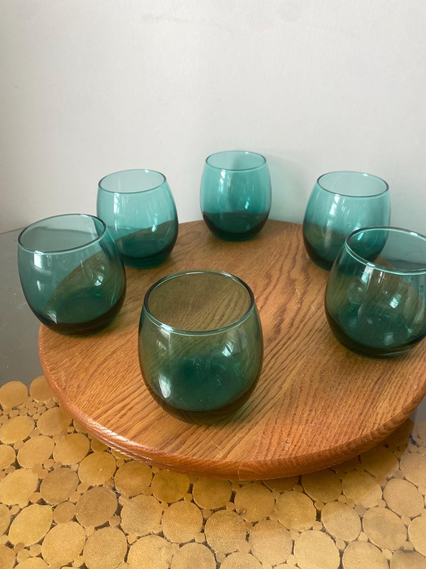 Set of 6 MCM Retro Turquoise Juice Glasses