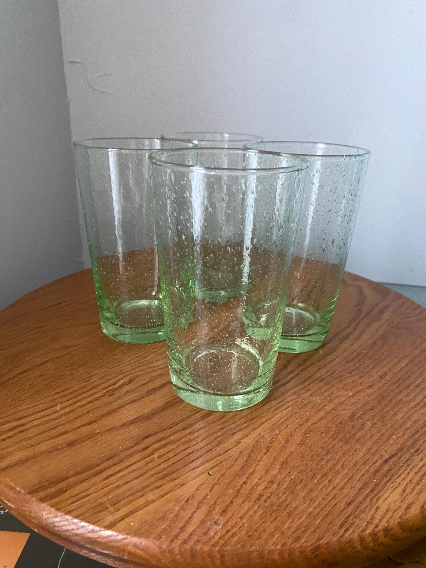 Set of 4 Vintage Light Green Soda Glass Tumblers
