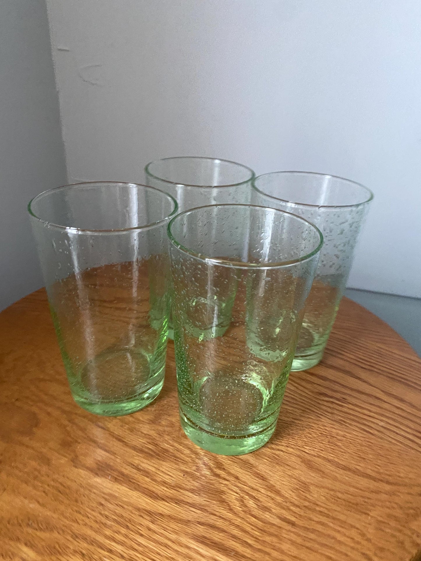 Set of 4 Vintage Light Green Soda Glass Tumblers