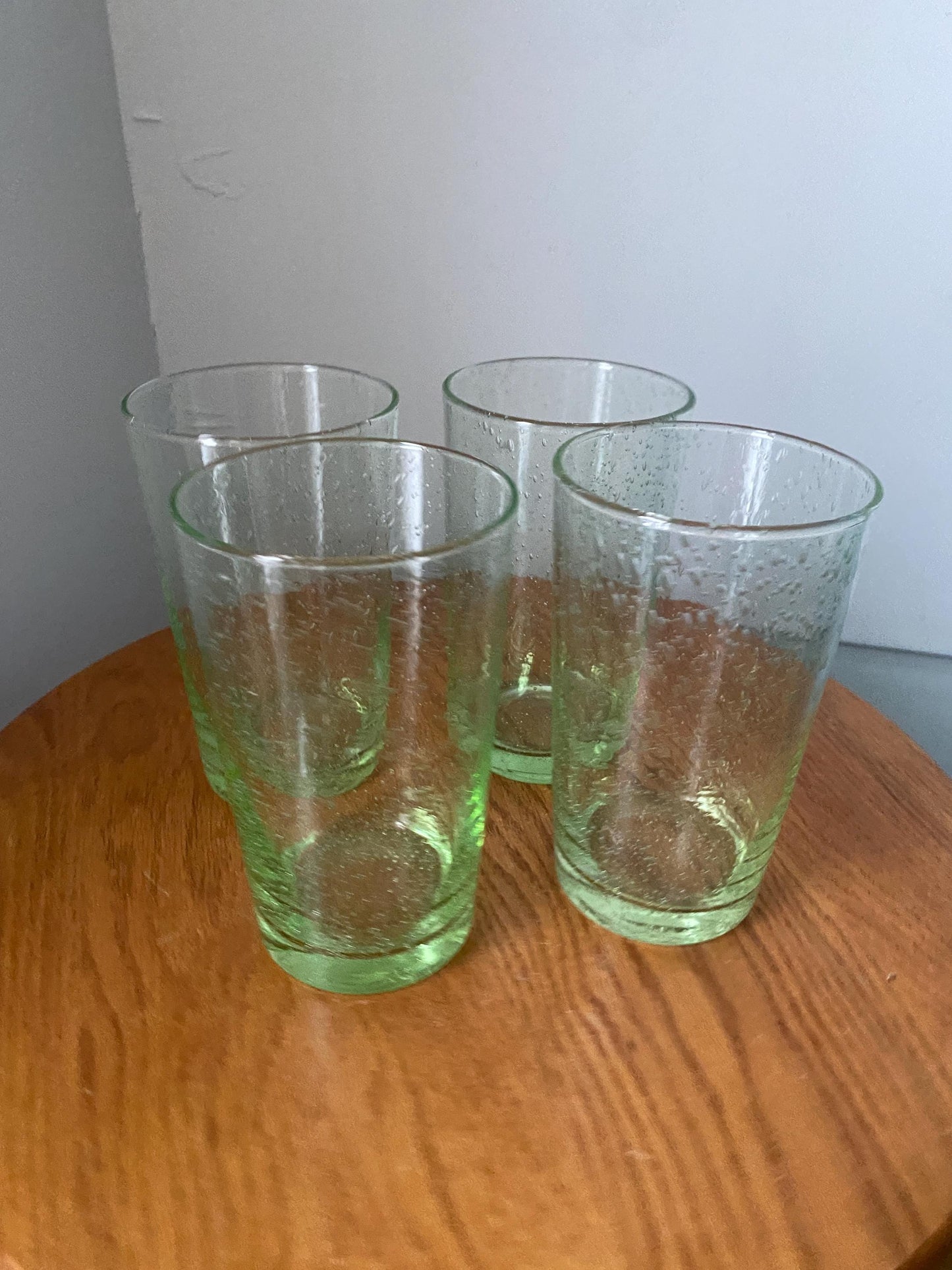 Set of 4 Vintage Light Green Soda Glass Tumblers