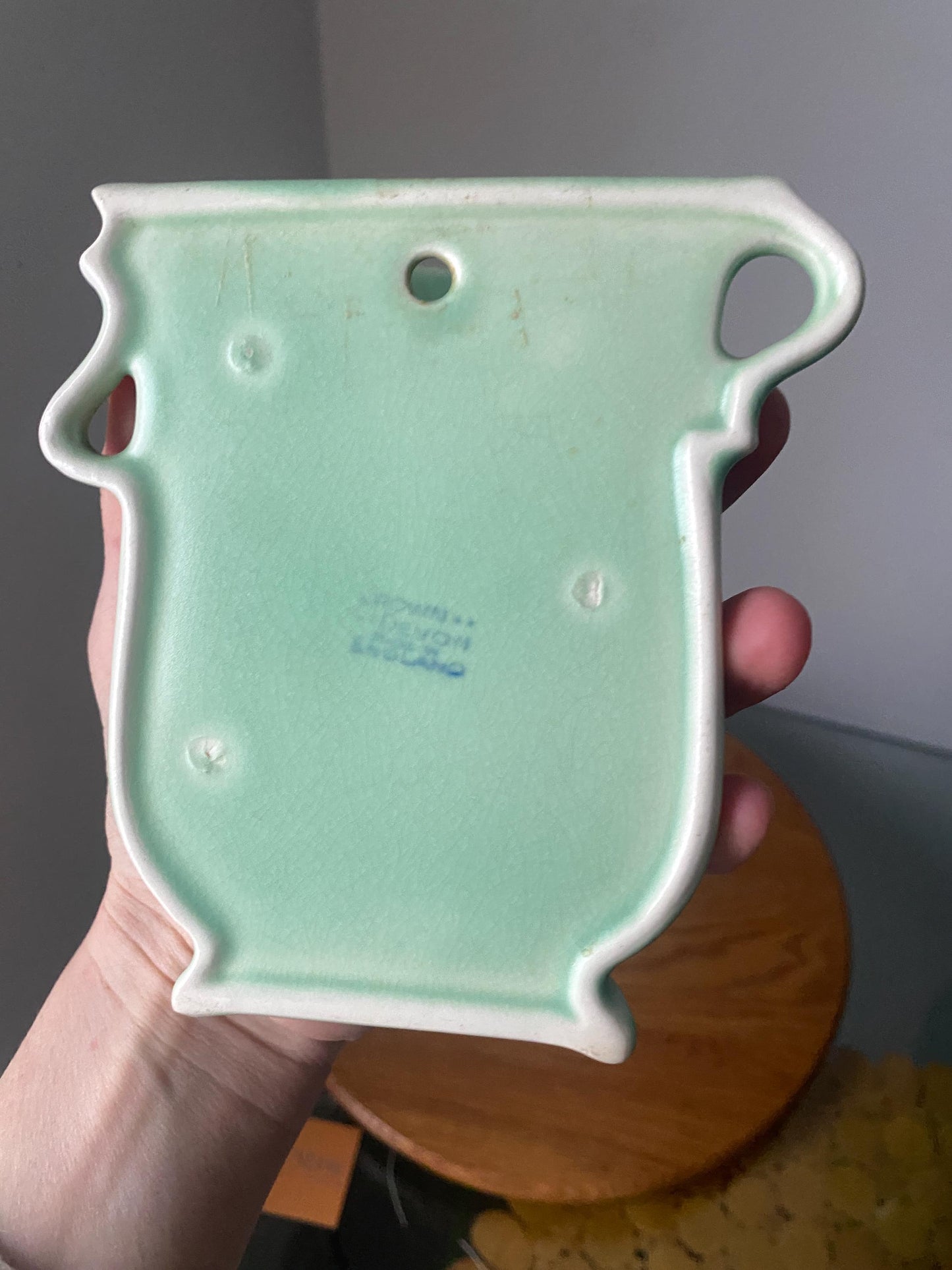 Vintage Apple Green Ceramic Wall Planter