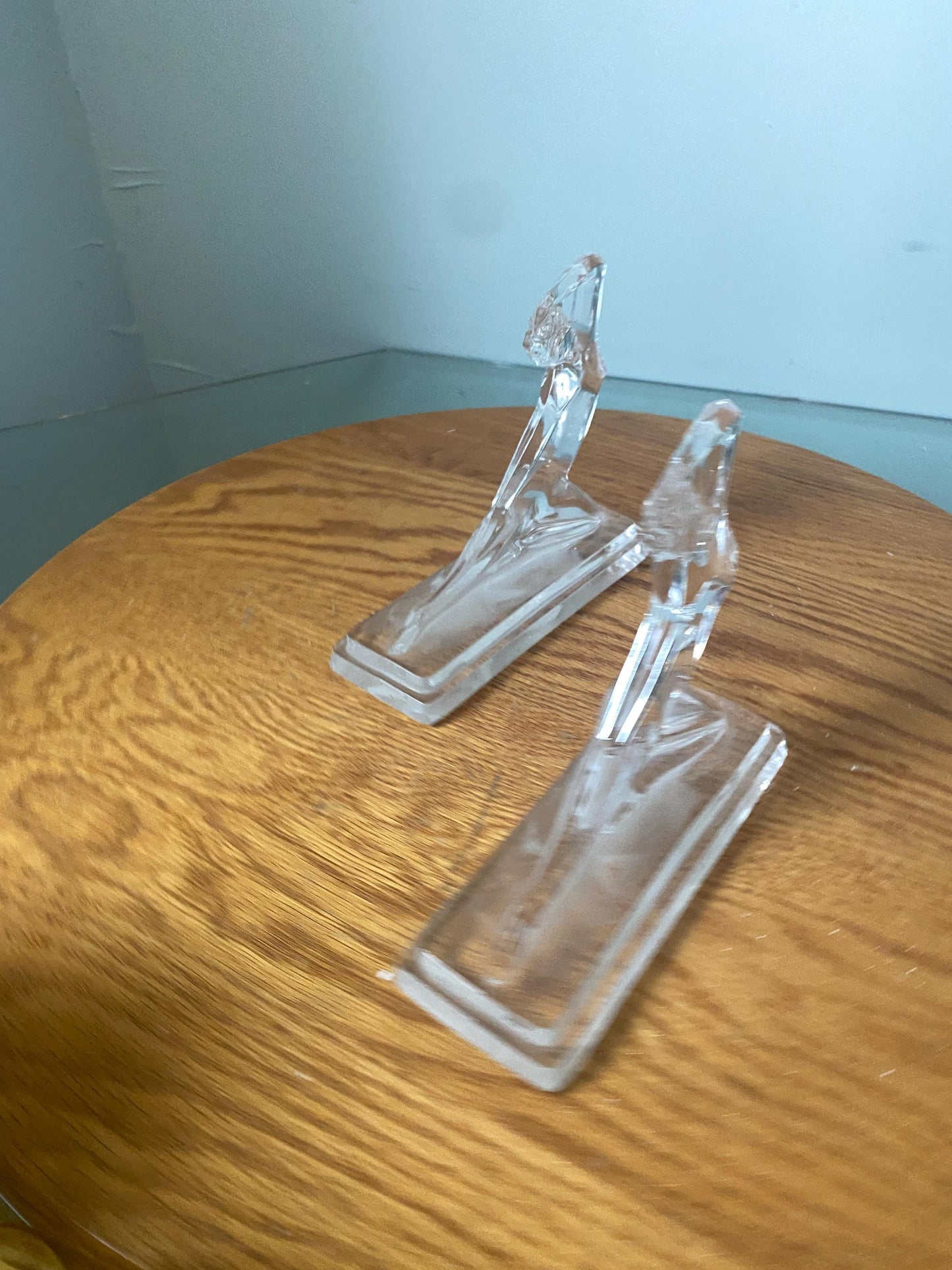 Pair of Retro KC Clear Nude Women Art Deco Style Paperweights Made in Italy