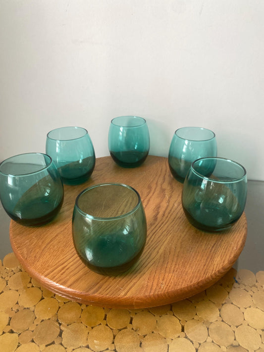 Set of 6 MCM Retro Turquoise Juice Glasses