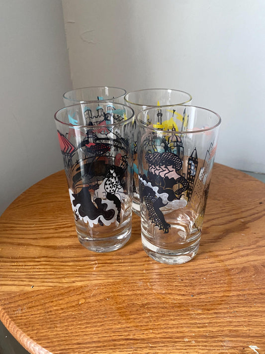 MCM Set of 4 Glass Tumblers with Capital Cities