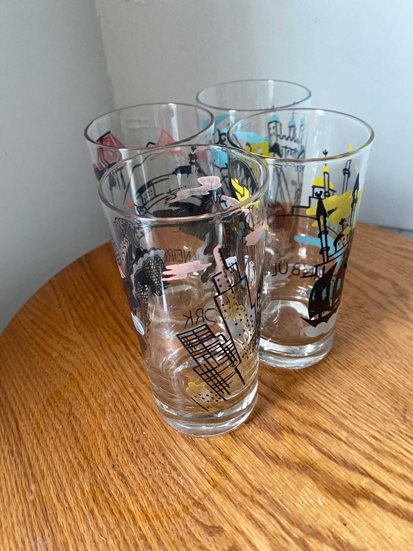 MCM Set of 4 Glass Tumblers with Capital Cities