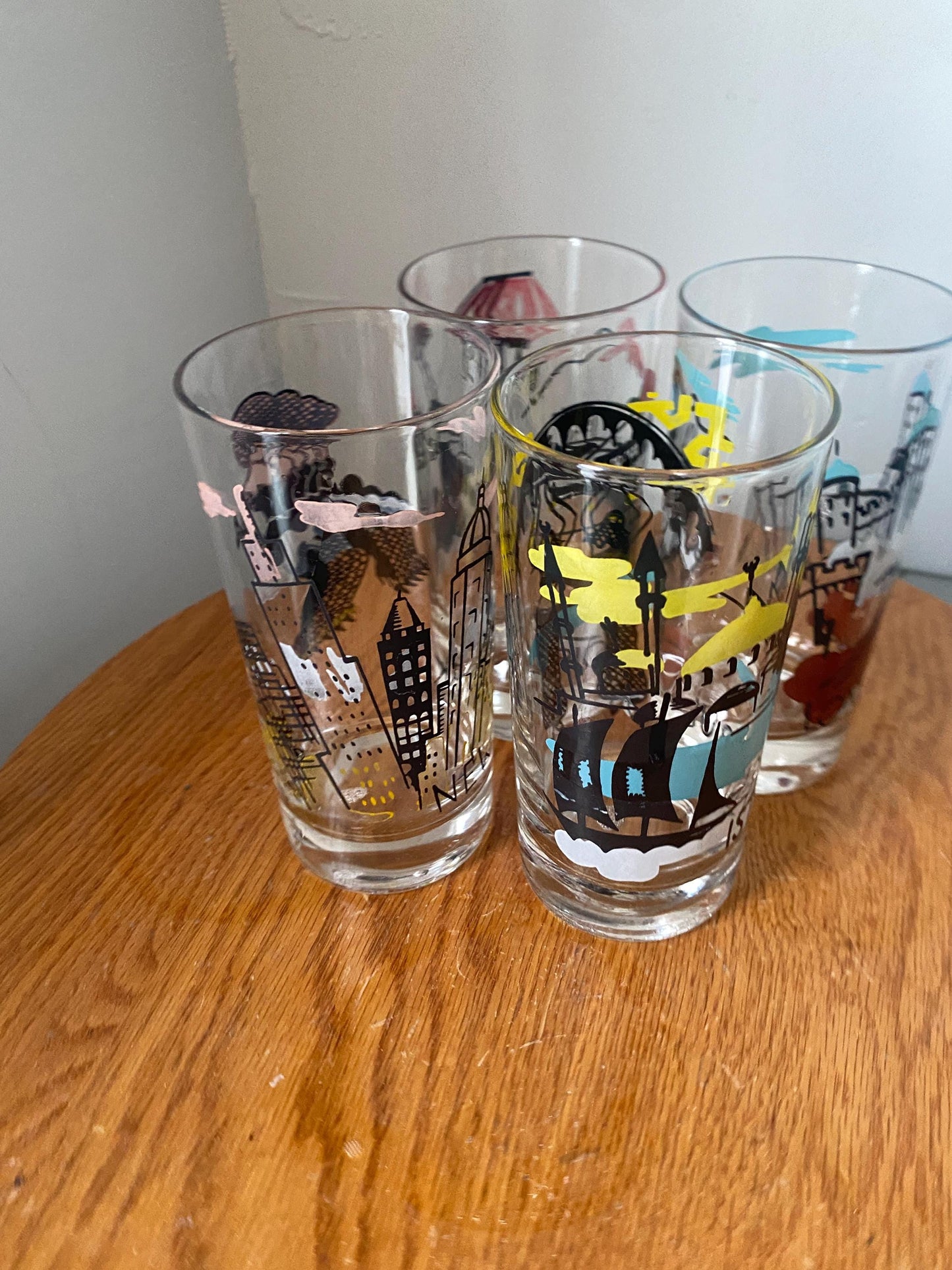 MCM Set of 4 Glass Tumblers with Capital Cities