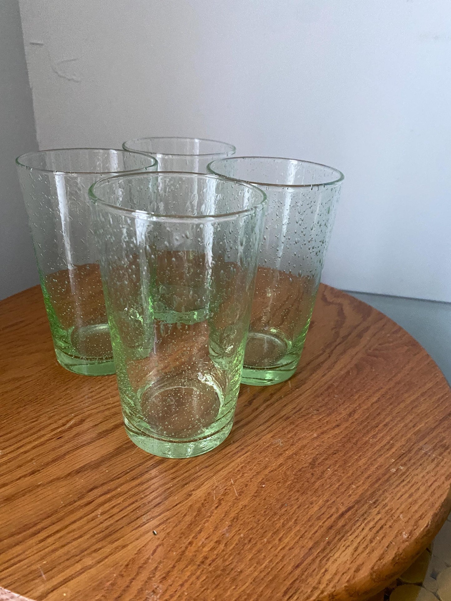Set of 4 Vintage Light Green Soda Glass Tumblers