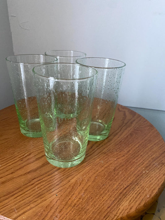 Set of 4 Vintage Light Green Soda Glass Tumblers