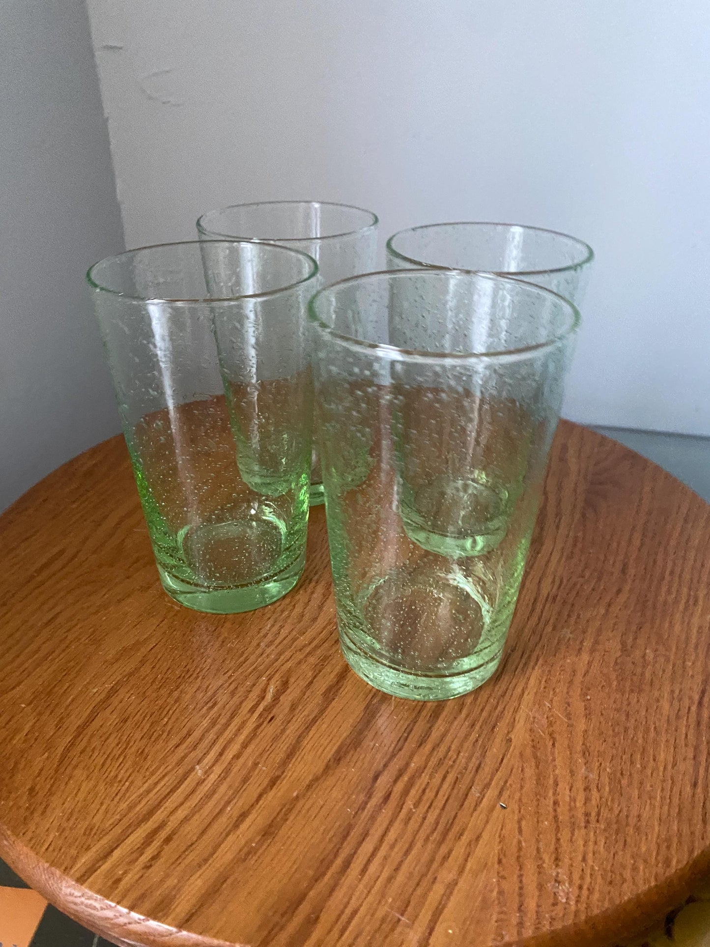 Set of 4 Vintage Light Green Soda Glass Tumblers