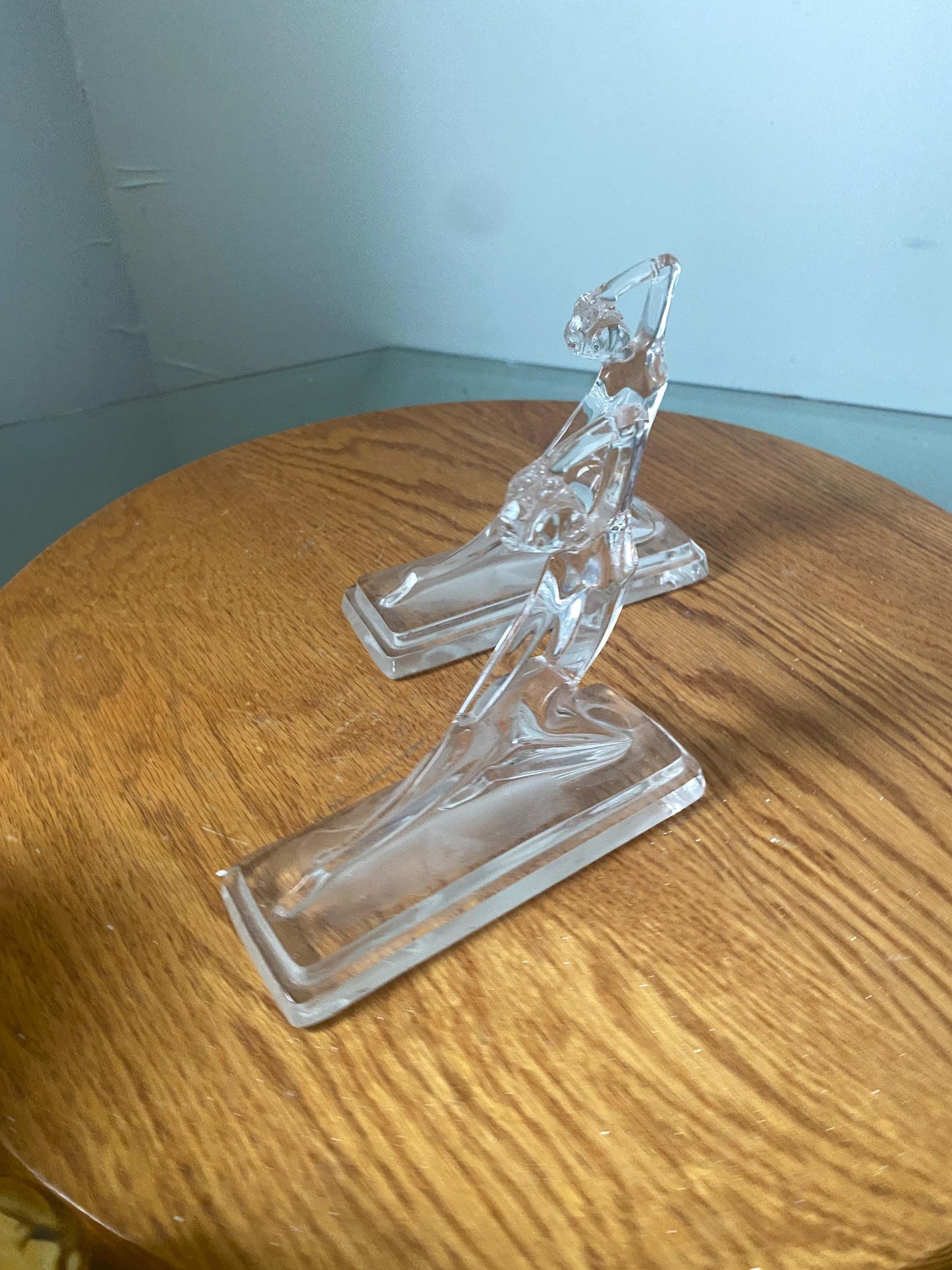 Pair of Retro KC Clear Nude Women Art Deco Style Paperweights Made in Italy