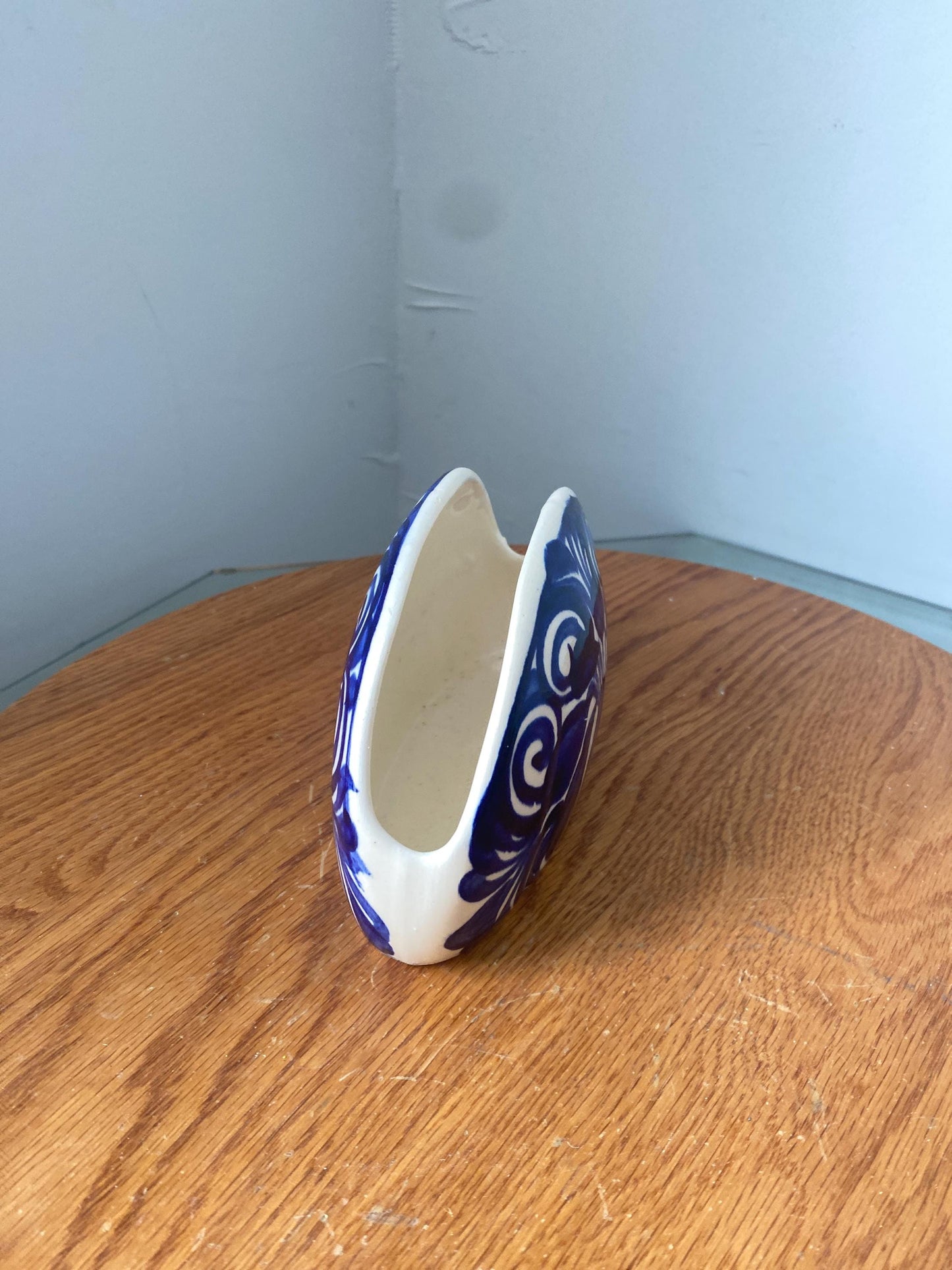 Retro Blue and White Speckled Otagiri Ceramic Napkin Holder
