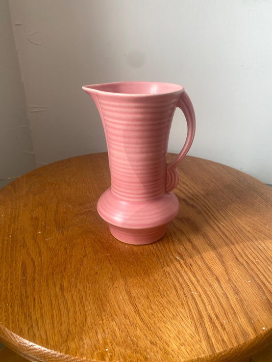 Vintage Small Pink Ceramic Pitcher with Handle