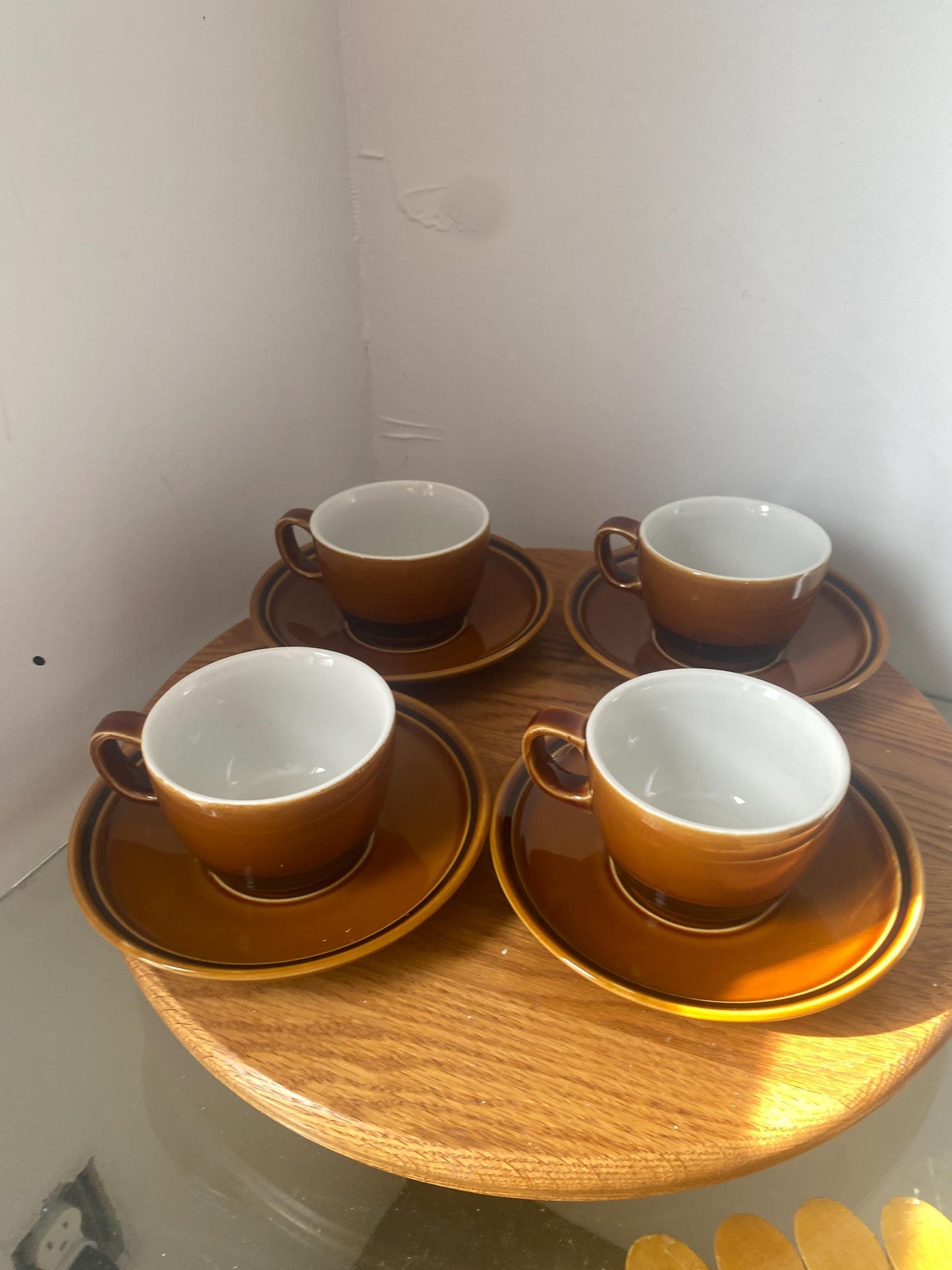 Vintage Set of 4 Tognana Brown Cups & Saucers