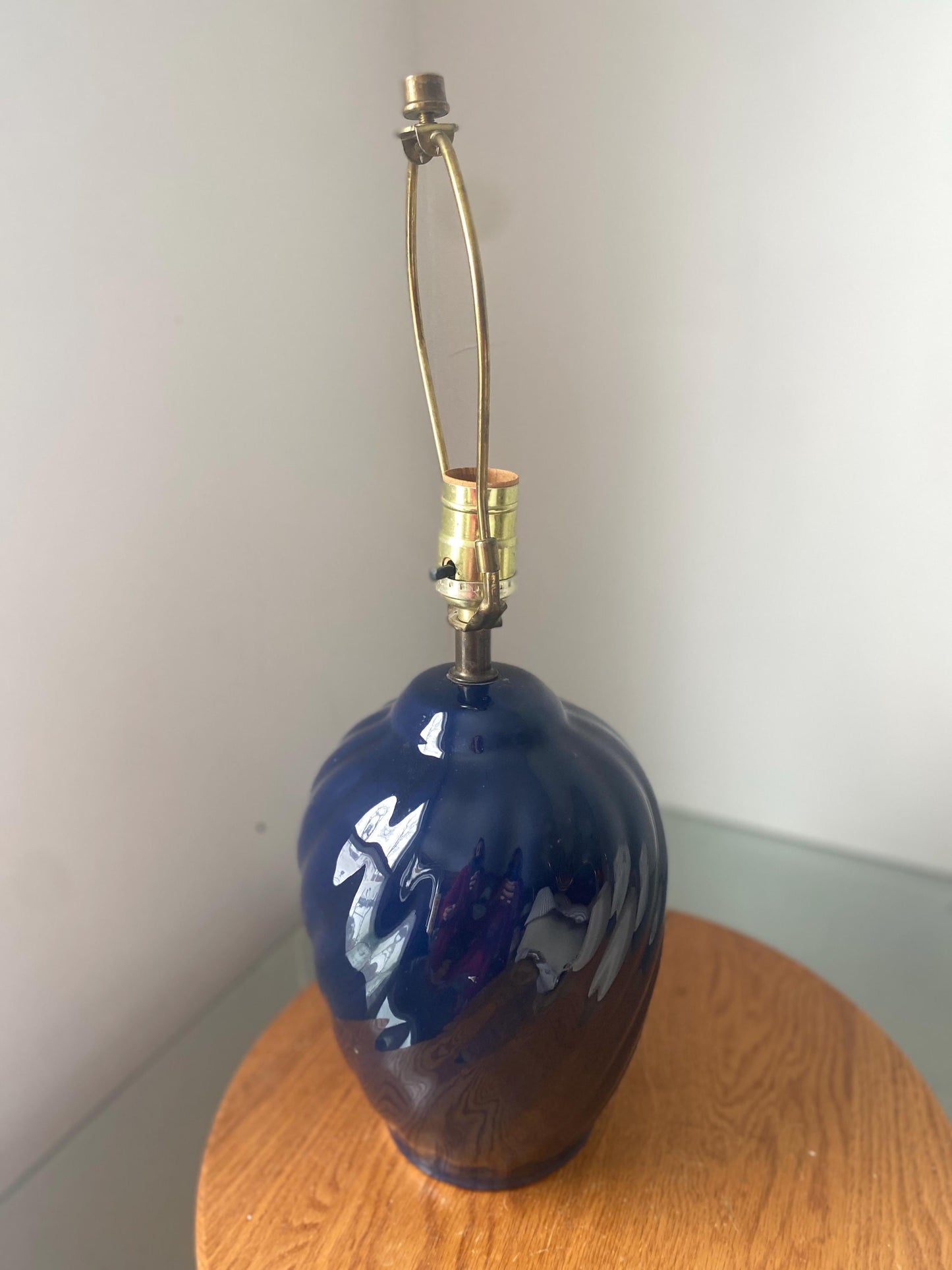 Retro Medium Martha Ceramic Cobalt Blue Ceramic Swirl Table Lamp No Shade Made in Canada
