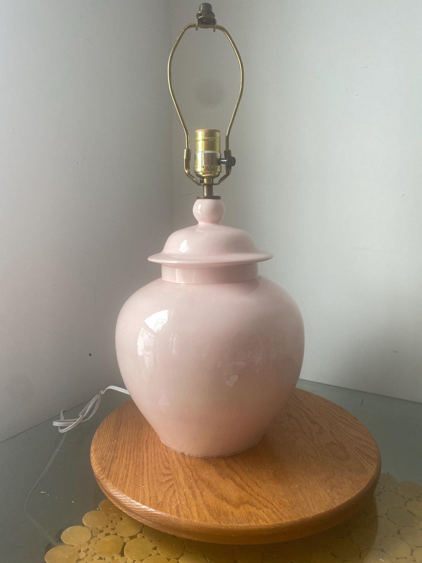 Retro Medium Soft Pink Ceramic Ginger Jar Table Lamp No Shade