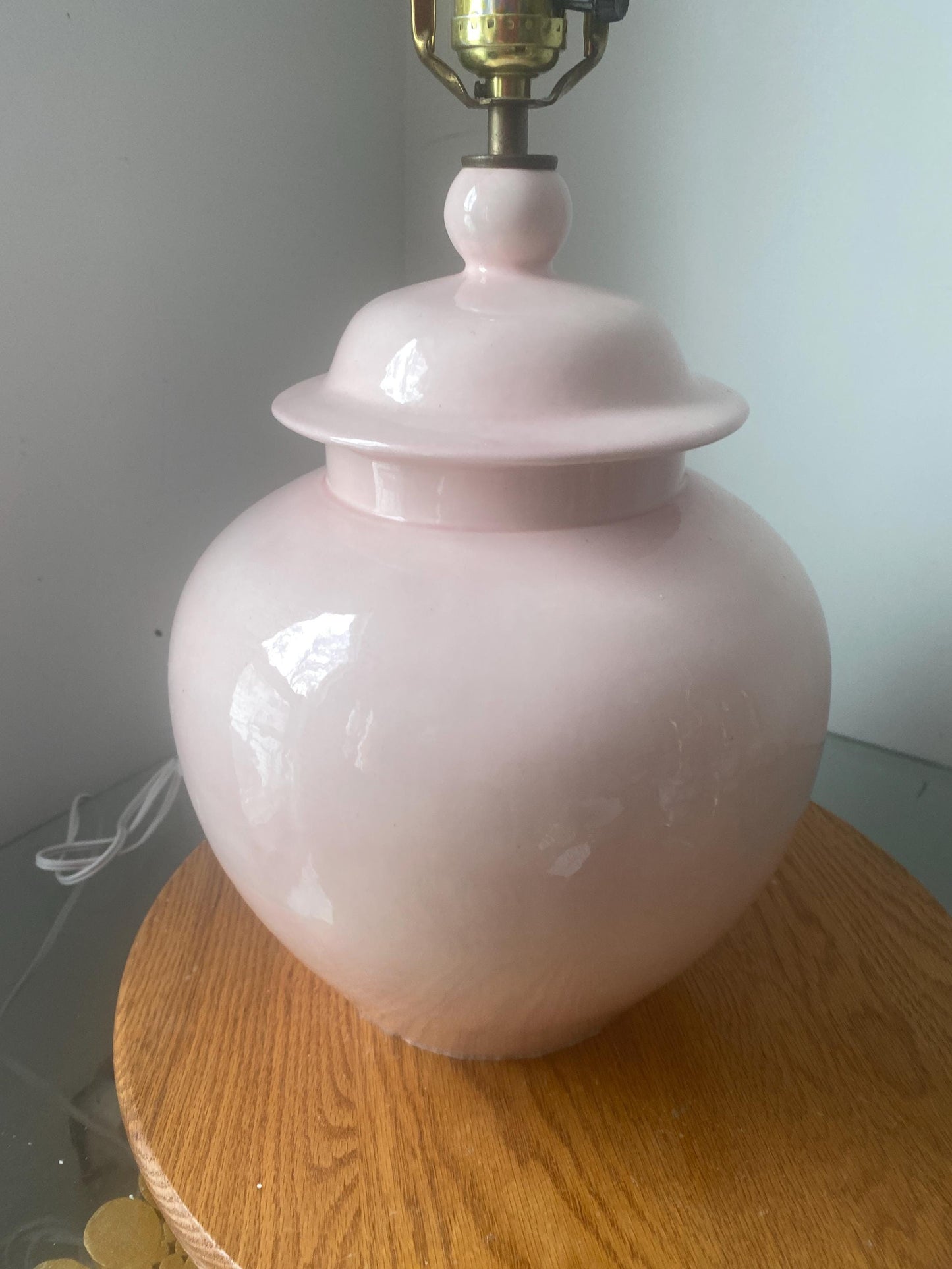 Retro Medium Soft Pink Ceramic Ginger Jar Table Lamp No Shade