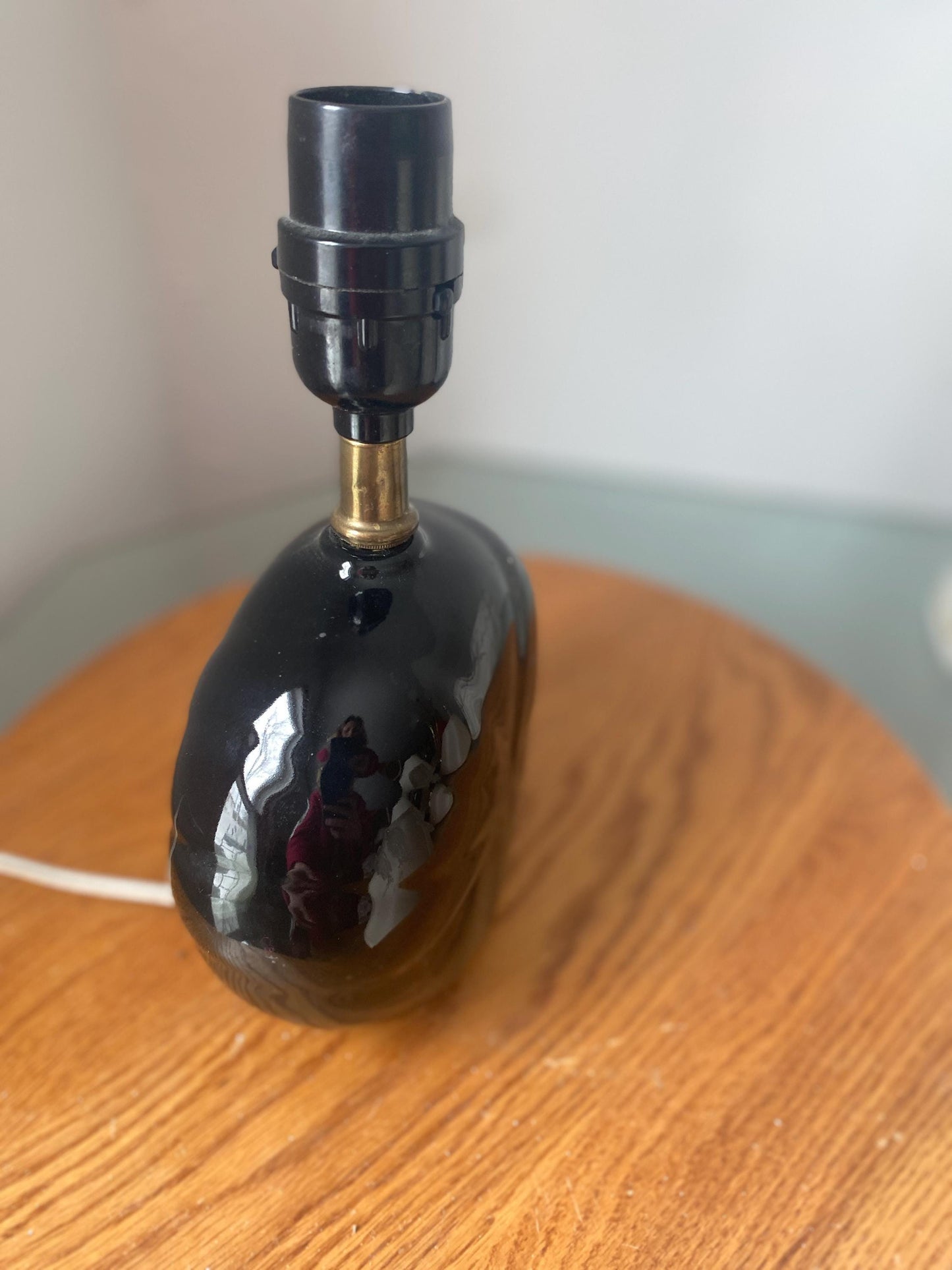 Small Retro Art Deco Inspired Black Ceramic Table Lamps No Shade