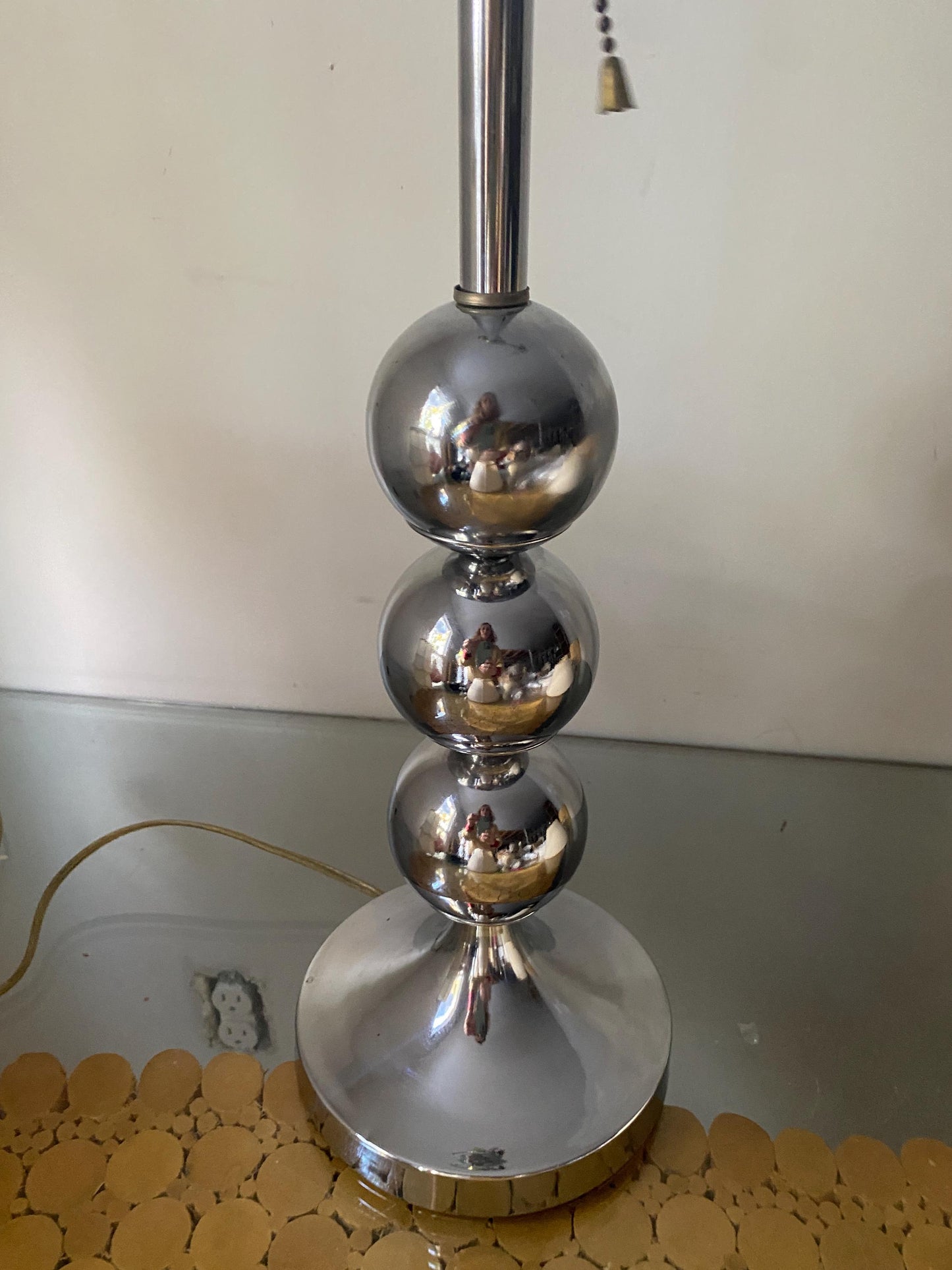 Tall MCM Stacked Chrome Ball Lamp No Shade