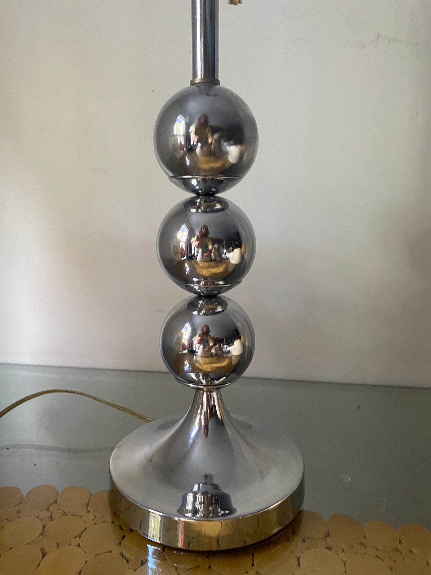 Tall MCM Stacked Chrome Ball Lamp No Shade
