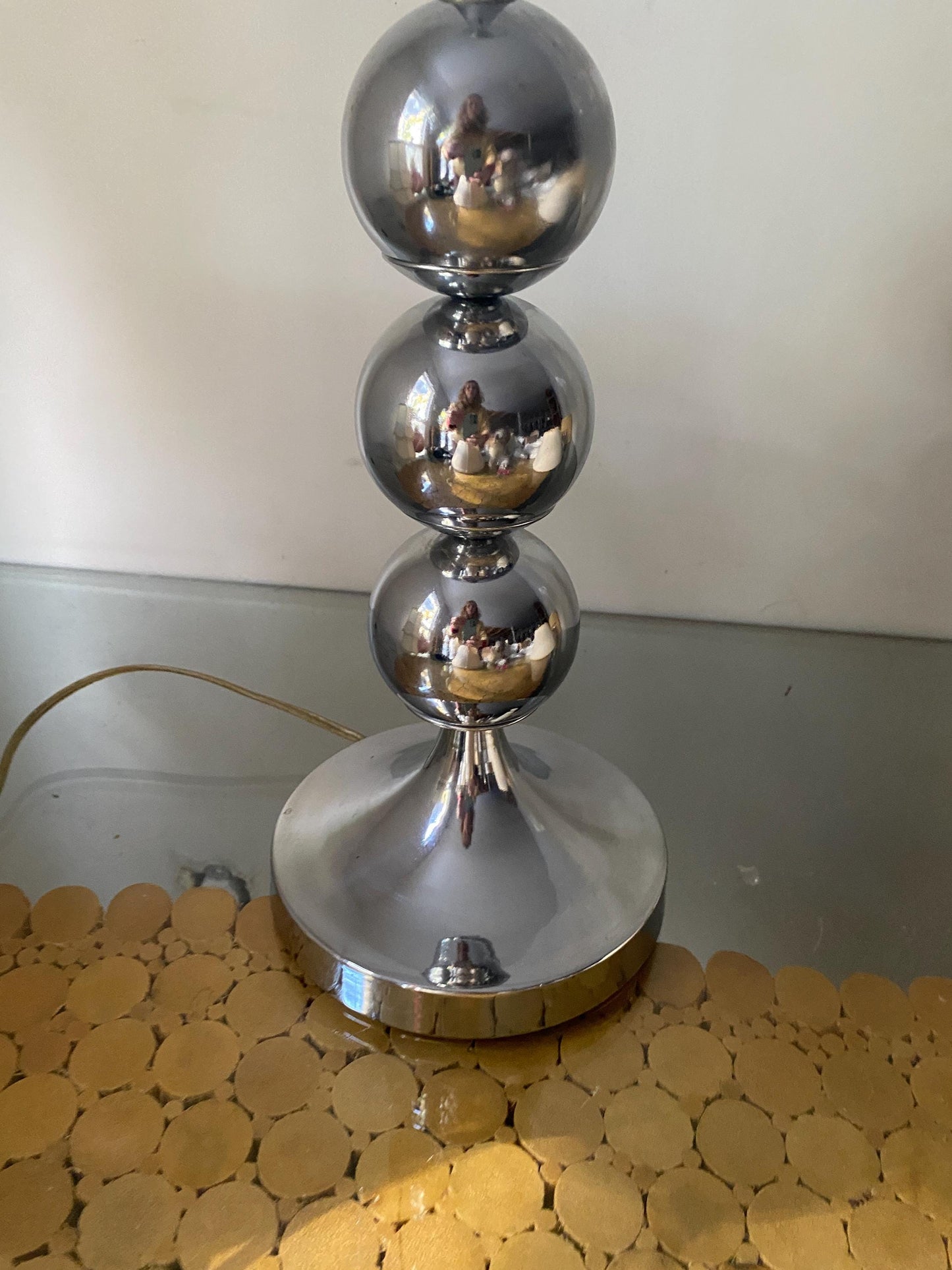 Tall MCM Stacked Chrome Ball Lamp No Shade