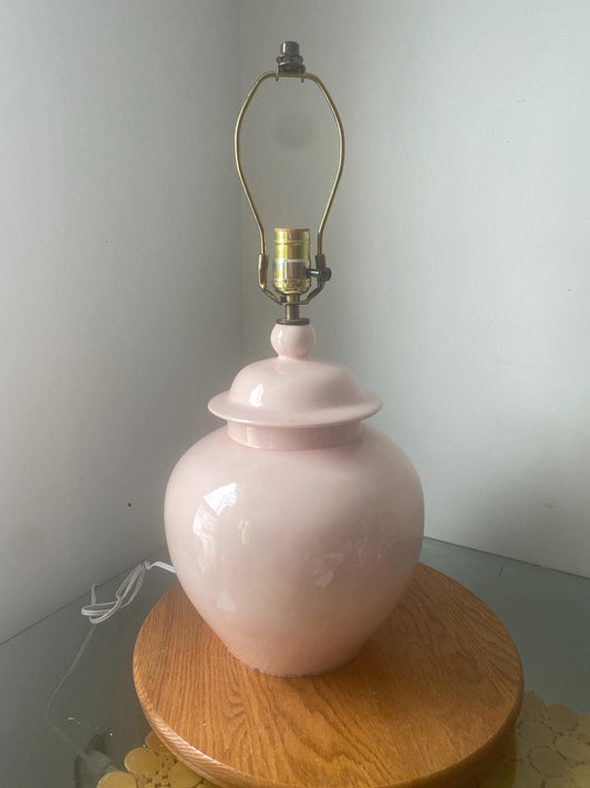 Retro Medium Soft Pink Ceramic Ginger Jar Table Lamp No Shade
