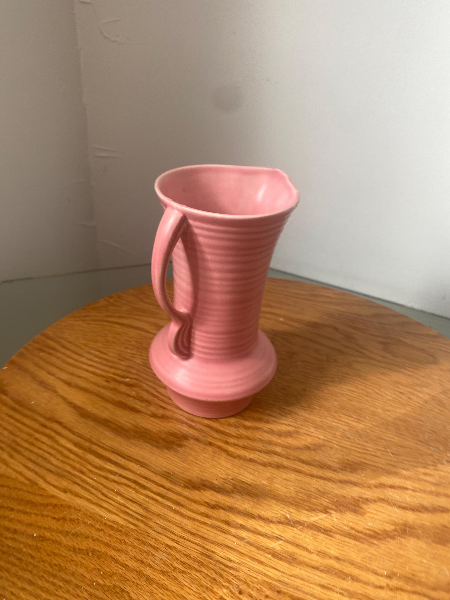Vintage Small Pink Ceramic Pitcher with Handle