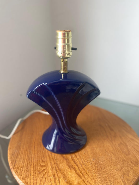 Retro Small Dark Blue Ceramic Lamp No Shade