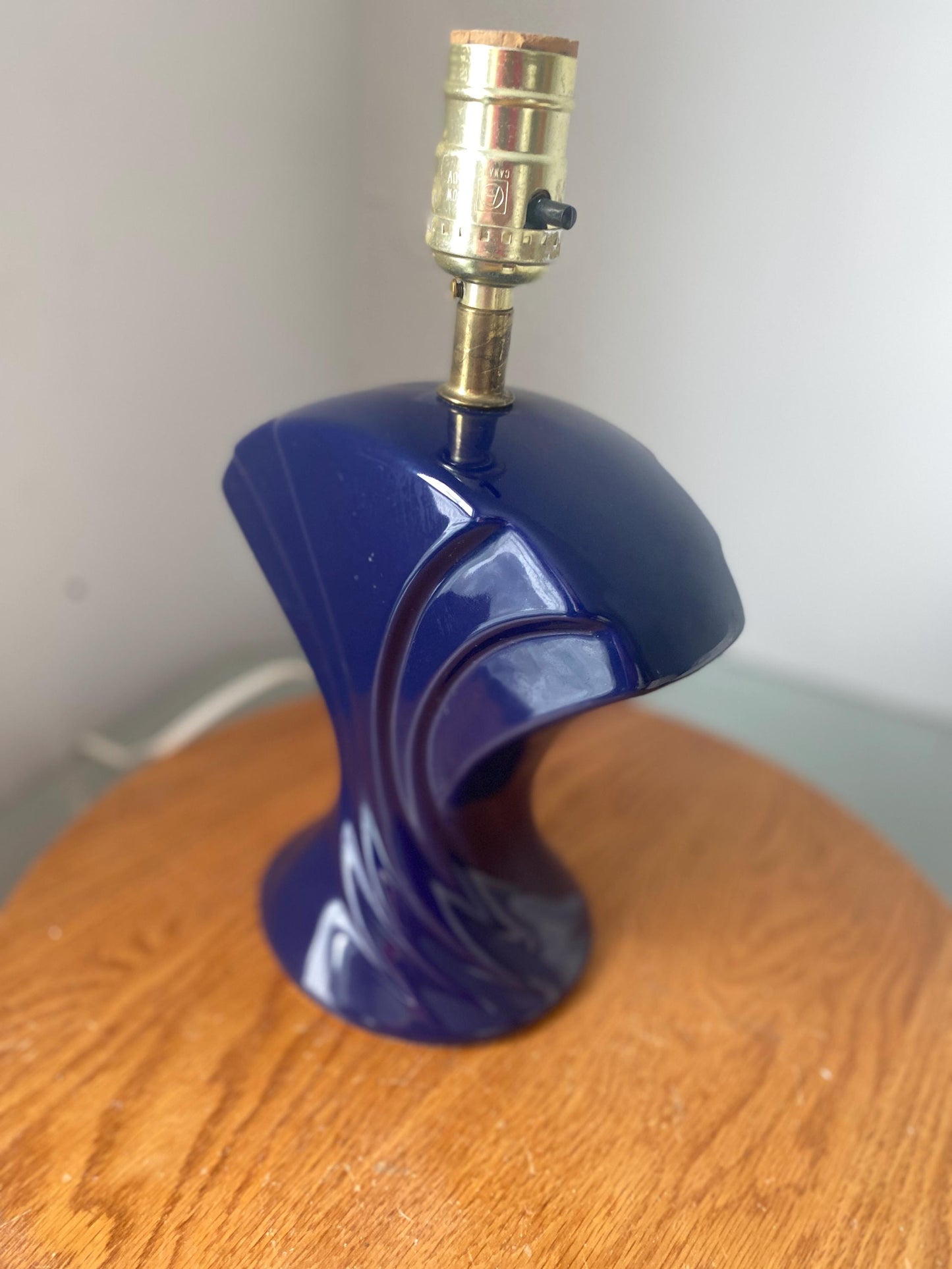 Retro Small Dark Blue Ceramic Lamp No Shade
